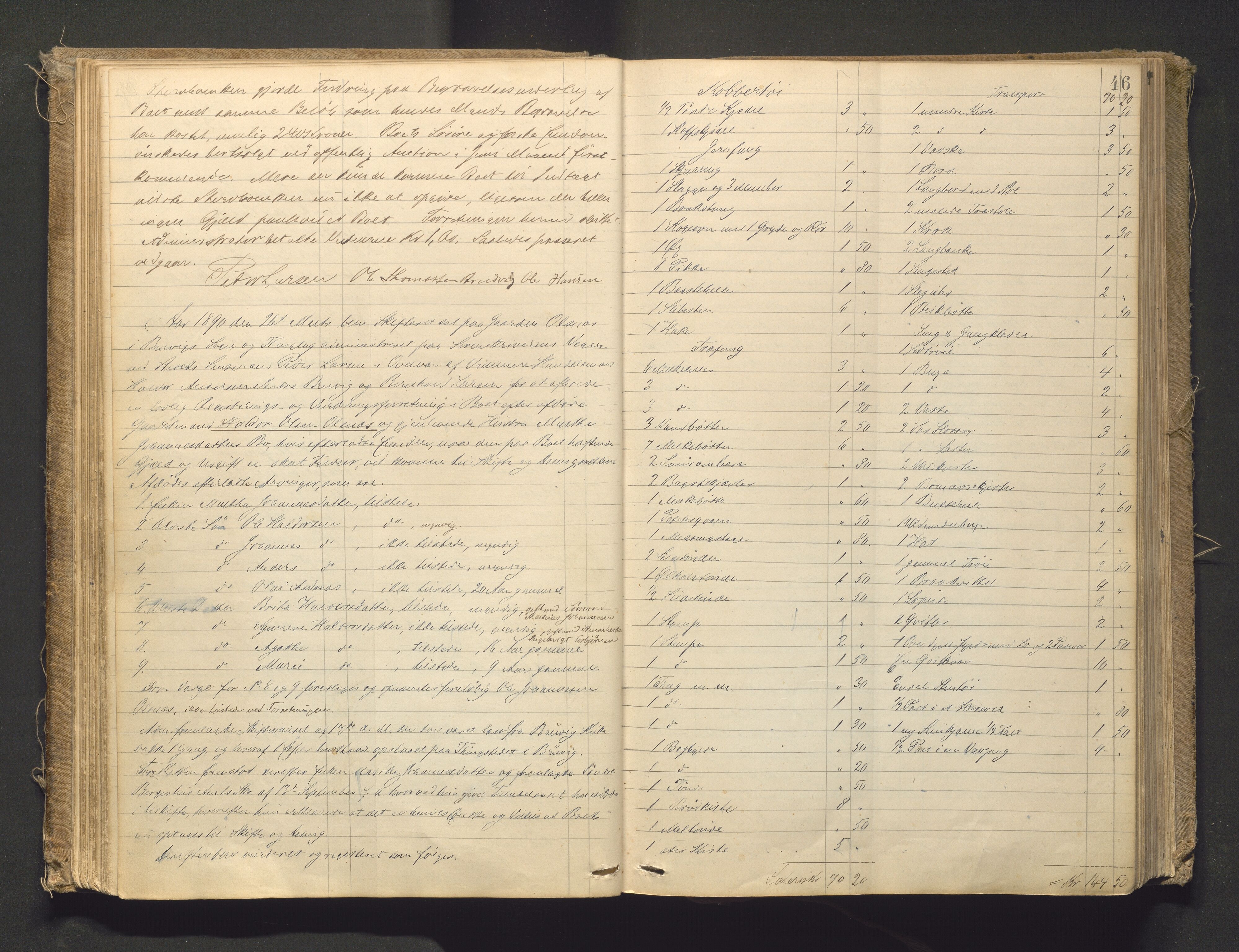 Lensmannen i Bruvik, AV/SAB-A-31301/0006/L0003: Registreringsprotokoll, 1884-1911, p. 45b-46a