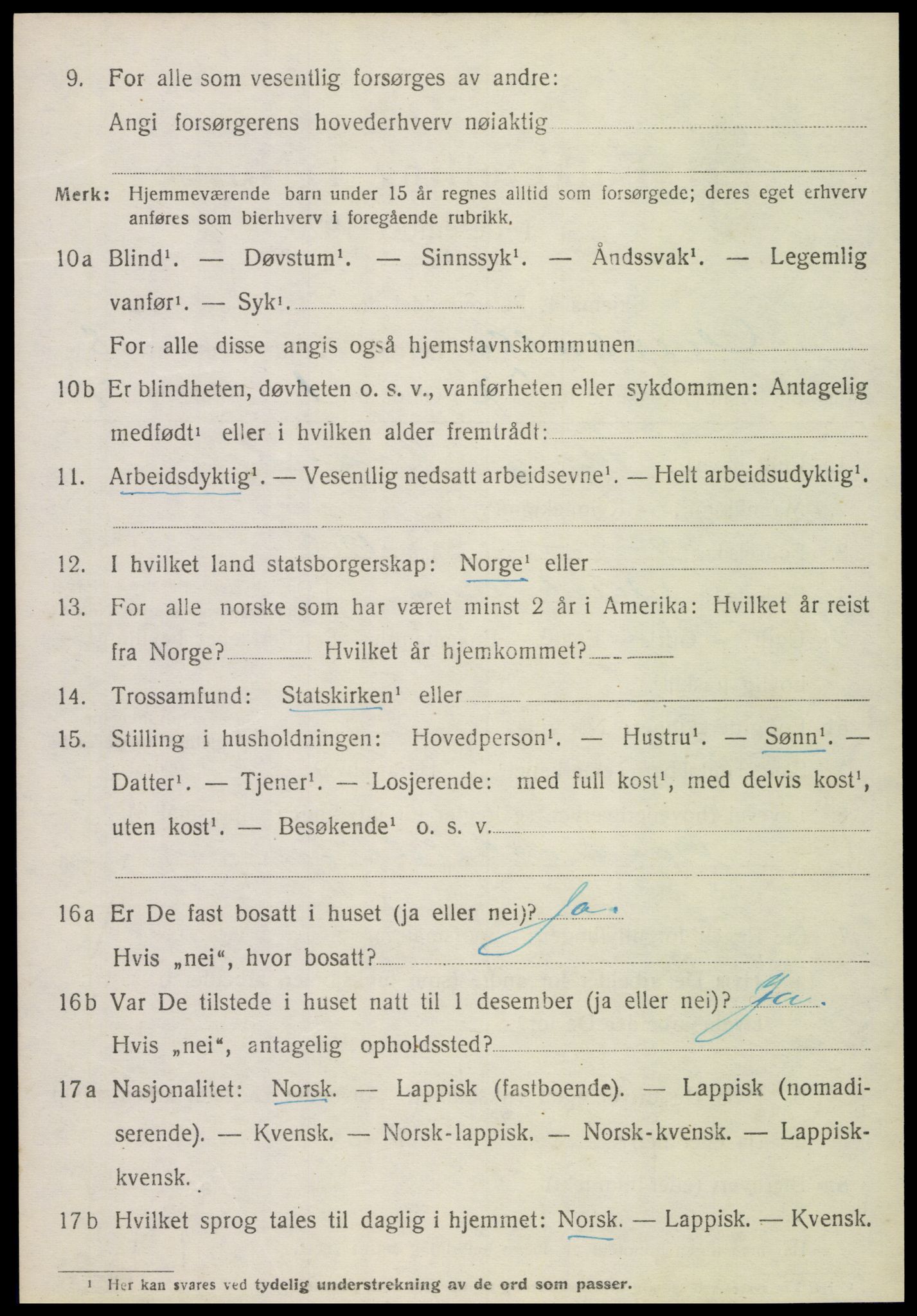 SAT, 1920 census for Overhalla, 1920, p. 5783