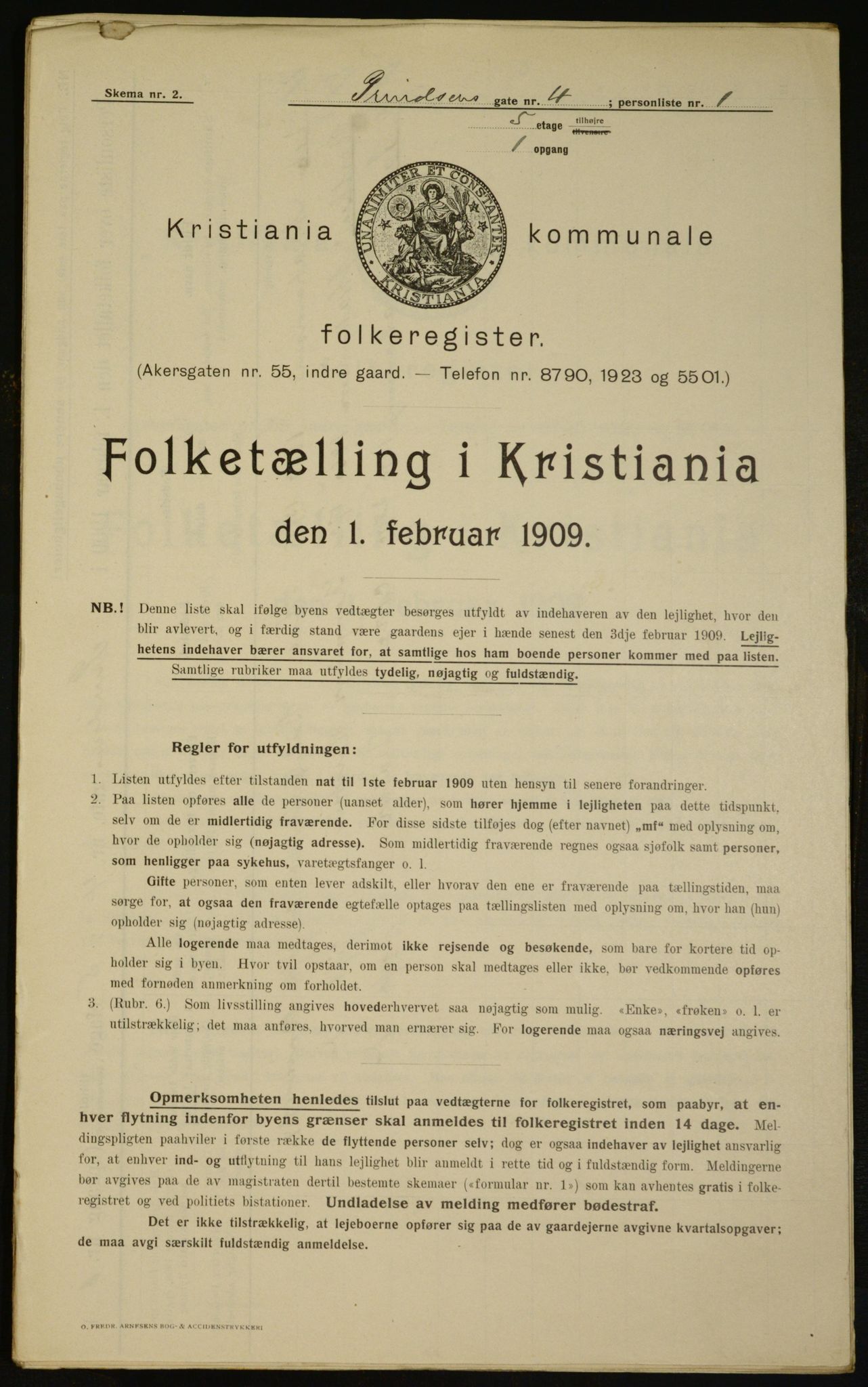 OBA, Municipal Census 1909 for Kristiania, 1909, p. 73523