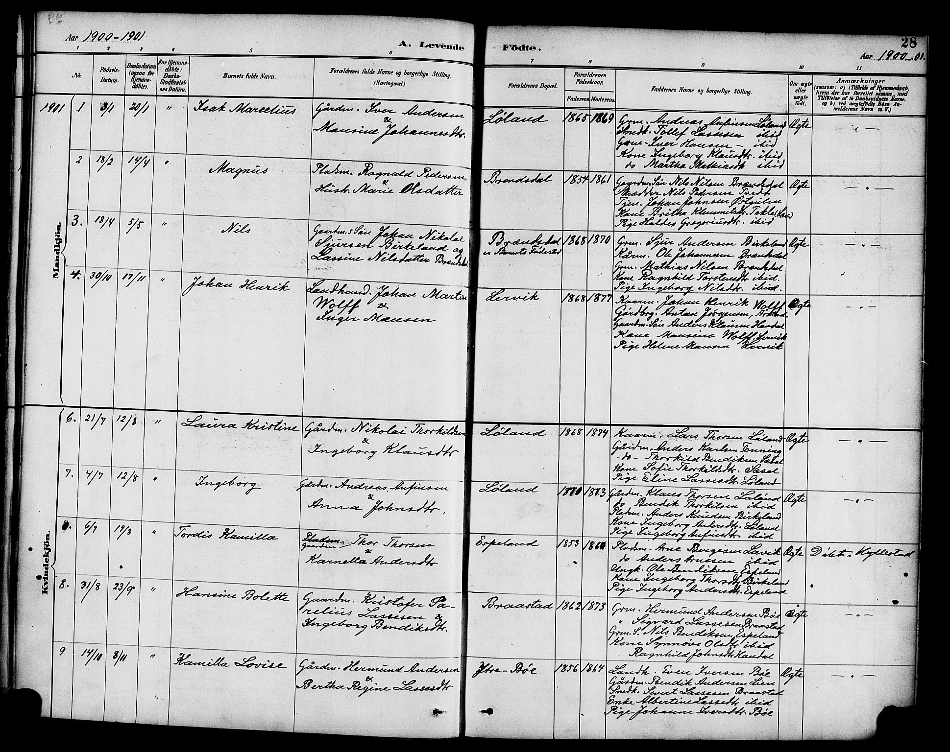 Hyllestad sokneprestembete, SAB/A-80401: Parish register (official) no. C 1, 1886-1904, p. 28