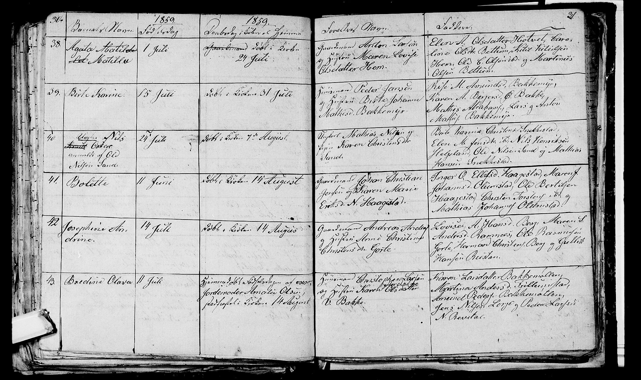 Våle kirkebøker, AV/SAKO-A-334/G/Ga/L0002: Parish register (copy) no. I 2, 1851-1863, p. 30-31