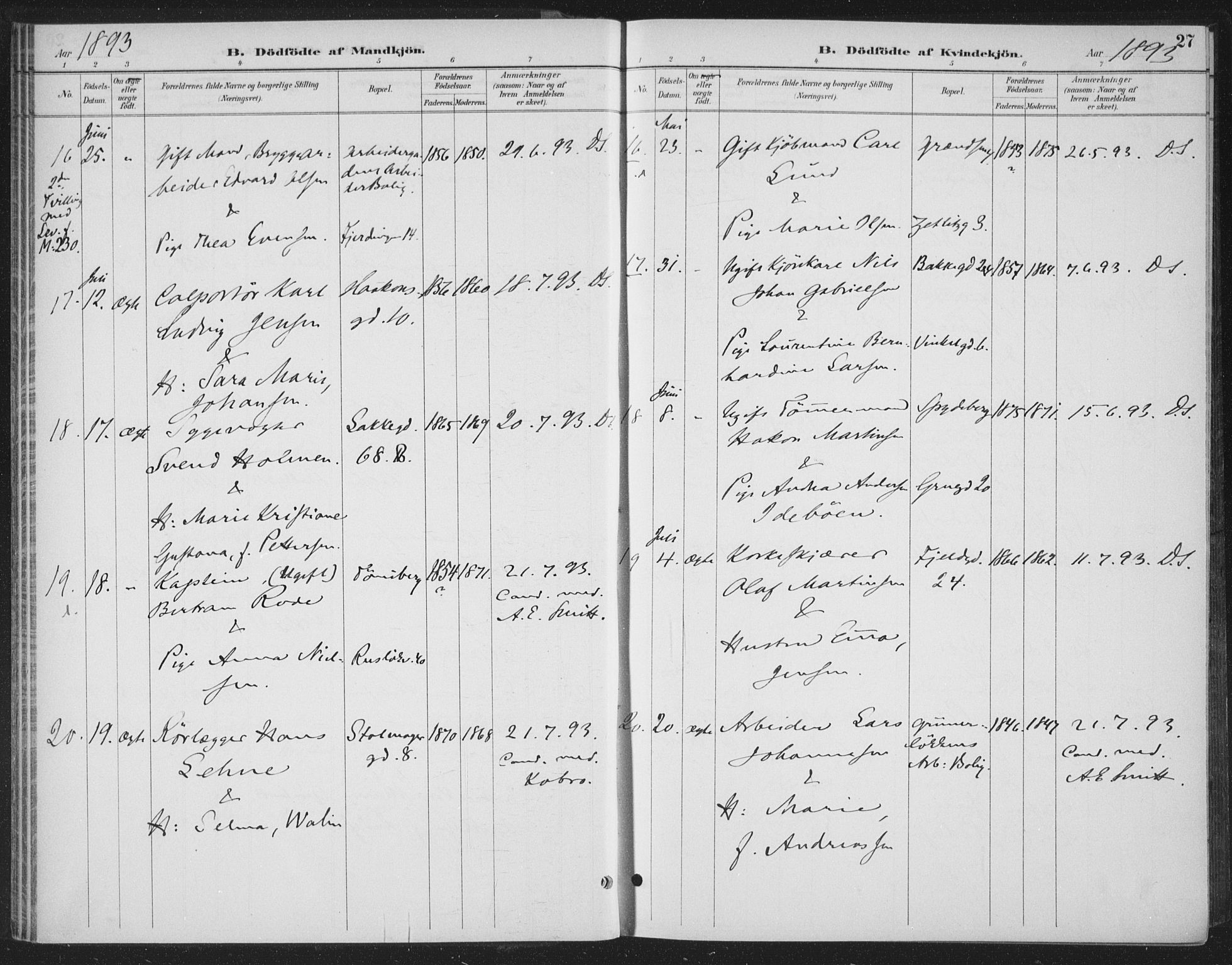 Rikshospitalet prestekontor Kirkebøker, AV/SAO-A-10309b/F/L0010: Parish register (official) no. 10, 1888-1912, p. 27