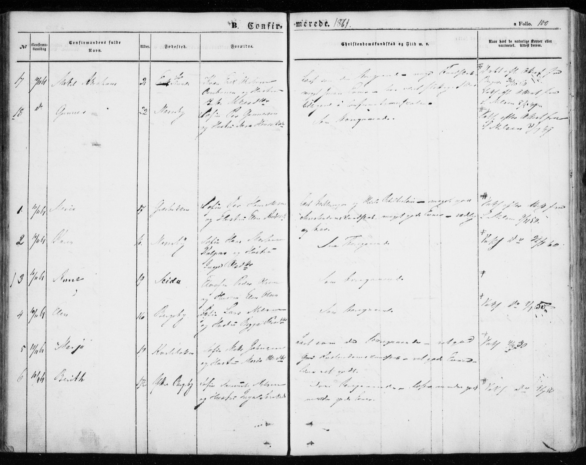 Nesseby sokneprestkontor, SATØ/S-1330/H/Ha/L0002kirke: Parish register (official) no. 2, 1856-1864, p. 100