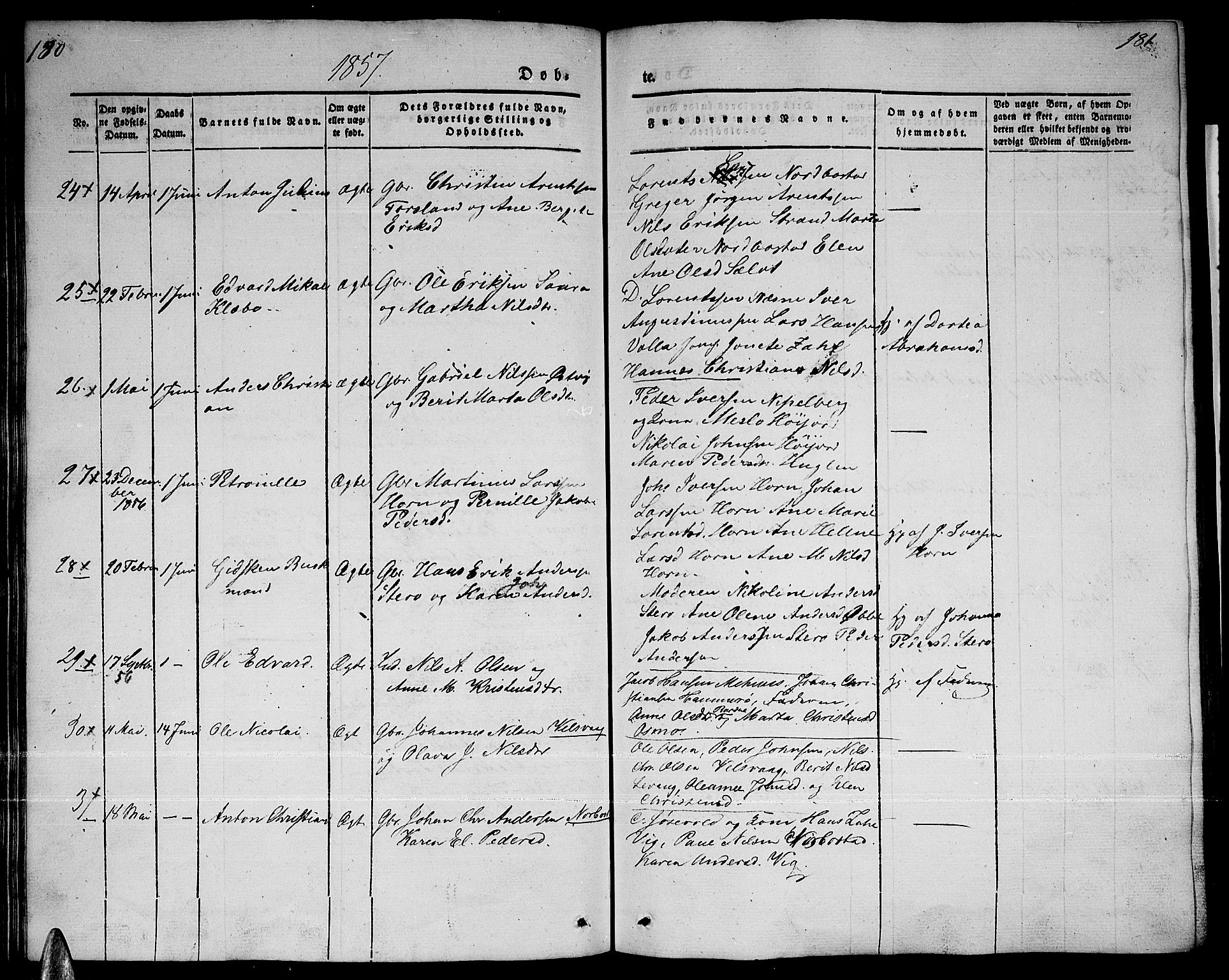 Ministerialprotokoller, klokkerbøker og fødselsregistre - Nordland, AV/SAT-A-1459/838/L0555: Parish register (copy) no. 838C02, 1842-1861, p. 180-181