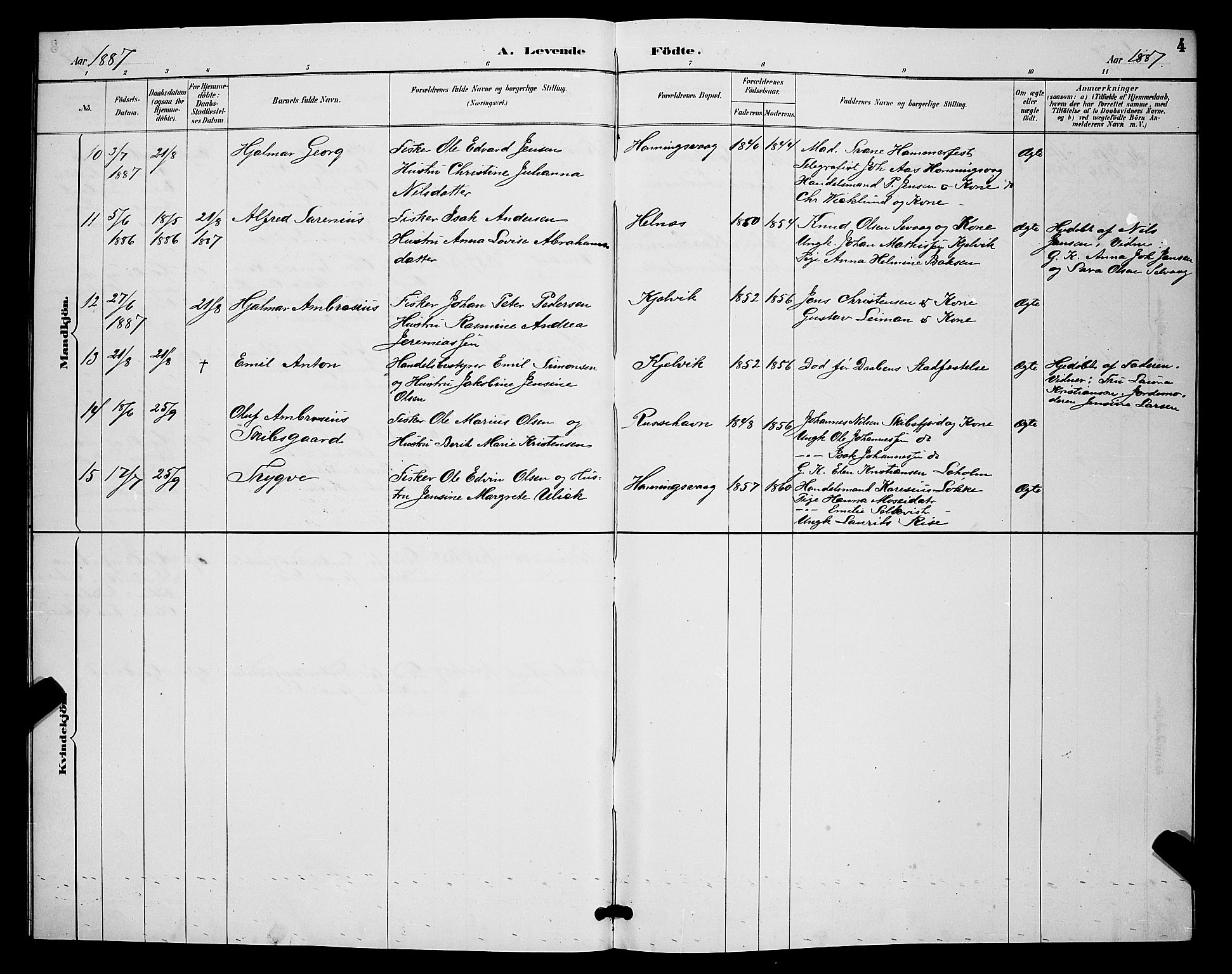 Måsøy sokneprestkontor, AV/SATØ-S-1348/H/Hb/L0004klokker: Parish register (copy) no. 4, 1887-1889, p. 4