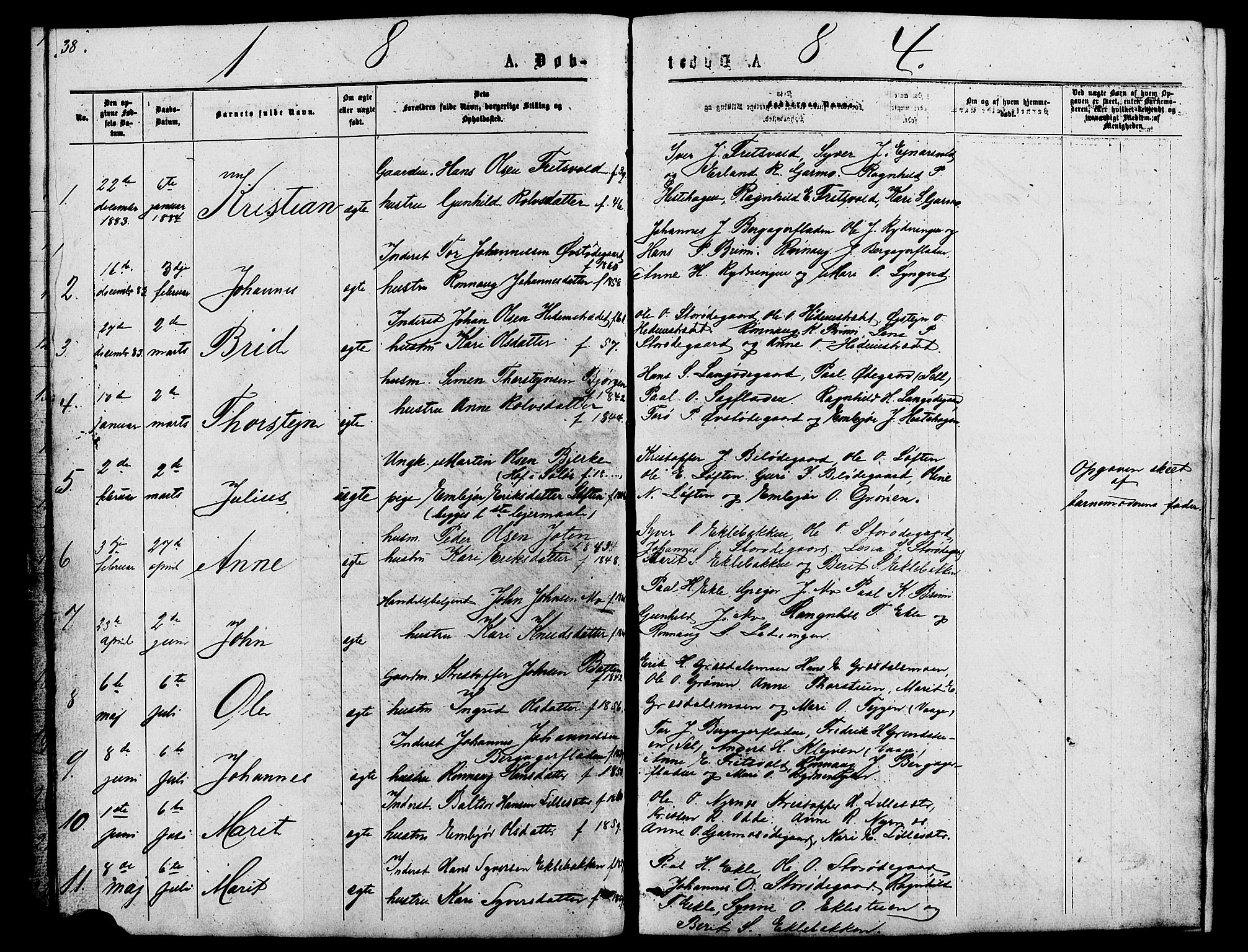 Lom prestekontor, SAH/PREST-070/L/L0005: Parish register (copy) no. 5, 1876-1901, p. 38-39