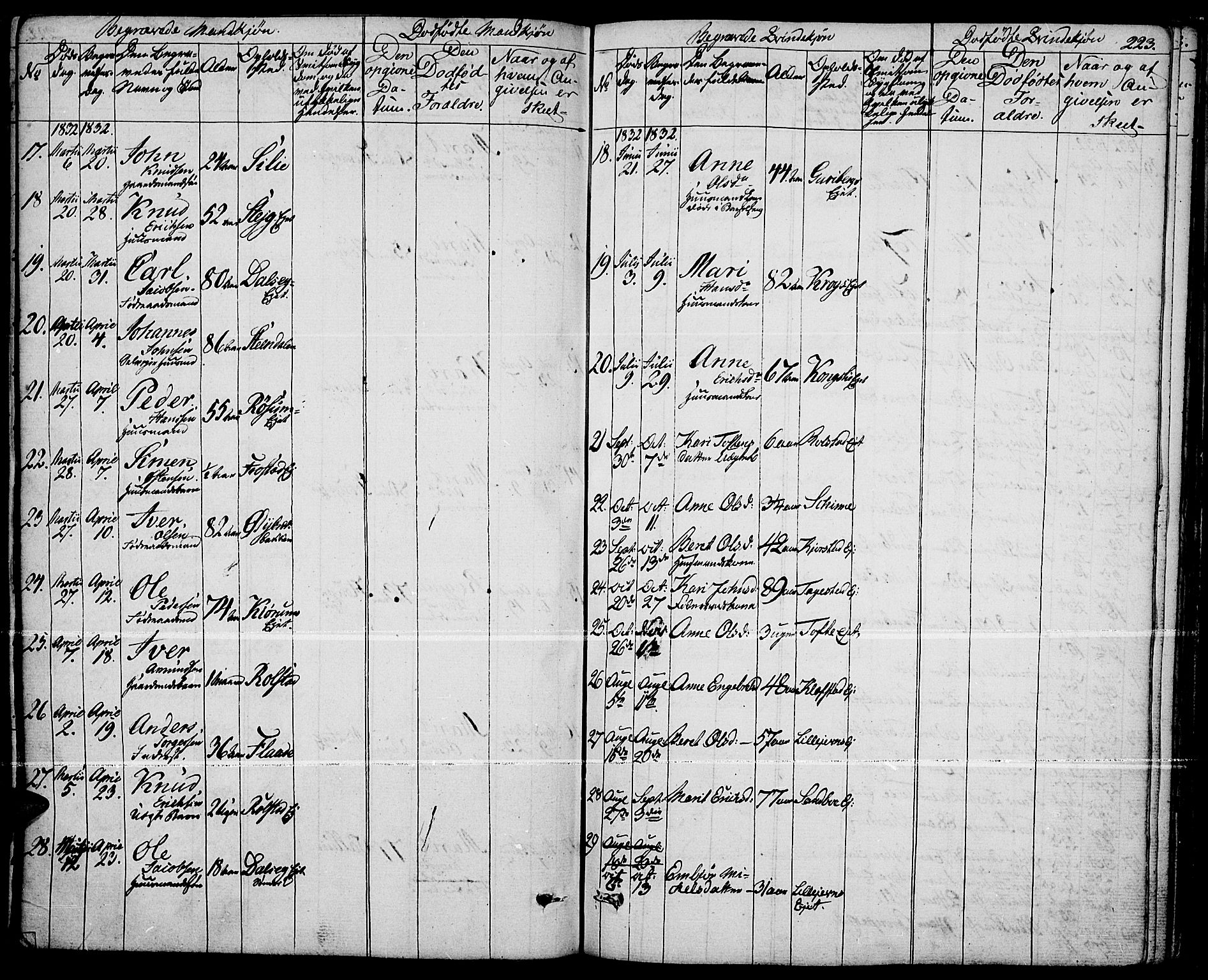 Fron prestekontor, AV/SAH-PREST-078/H/Ha/Haa/L0003: Parish register (official) no. 3, 1828-1838, p. 223