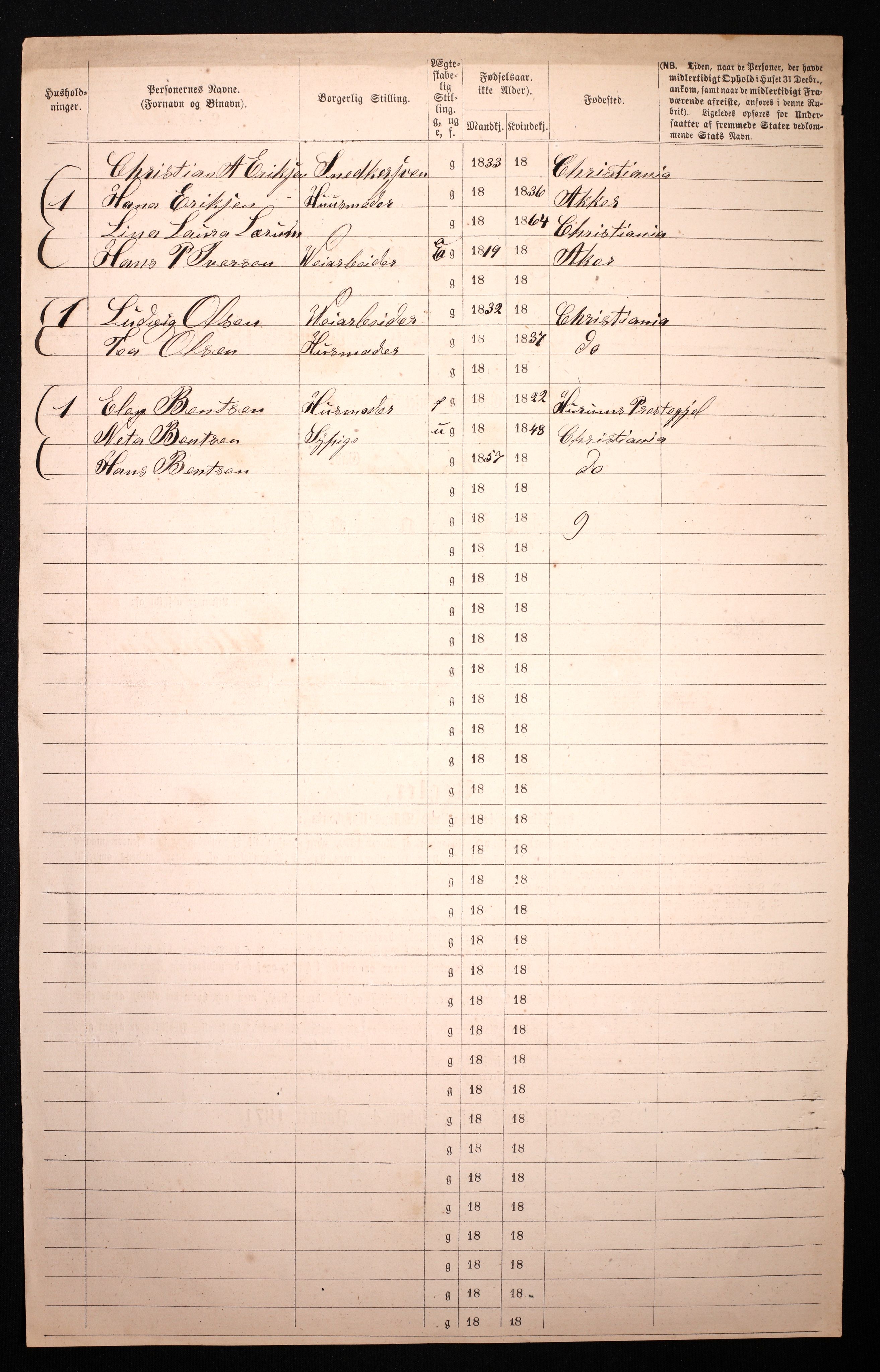 RA, 1870 census for 0301 Kristiania, 1870, p. 820