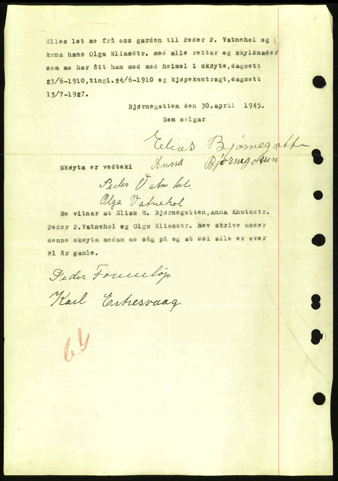 Nordre Sunnmøre sorenskriveri, AV/SAT-A-0006/1/2/2C/2Ca: Mortgage book no. A20a, 1945-1945, Diary no: : 669/1945