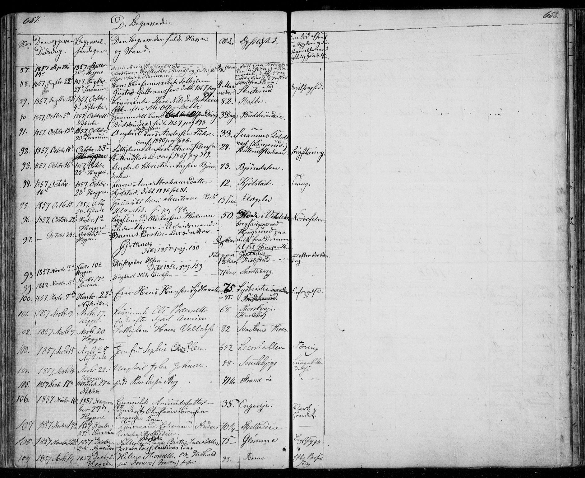 Modum kirkebøker, AV/SAKO-A-234/F/Fa/L0008: Parish register (official) no. 8, 1851-1859, p. 657-658