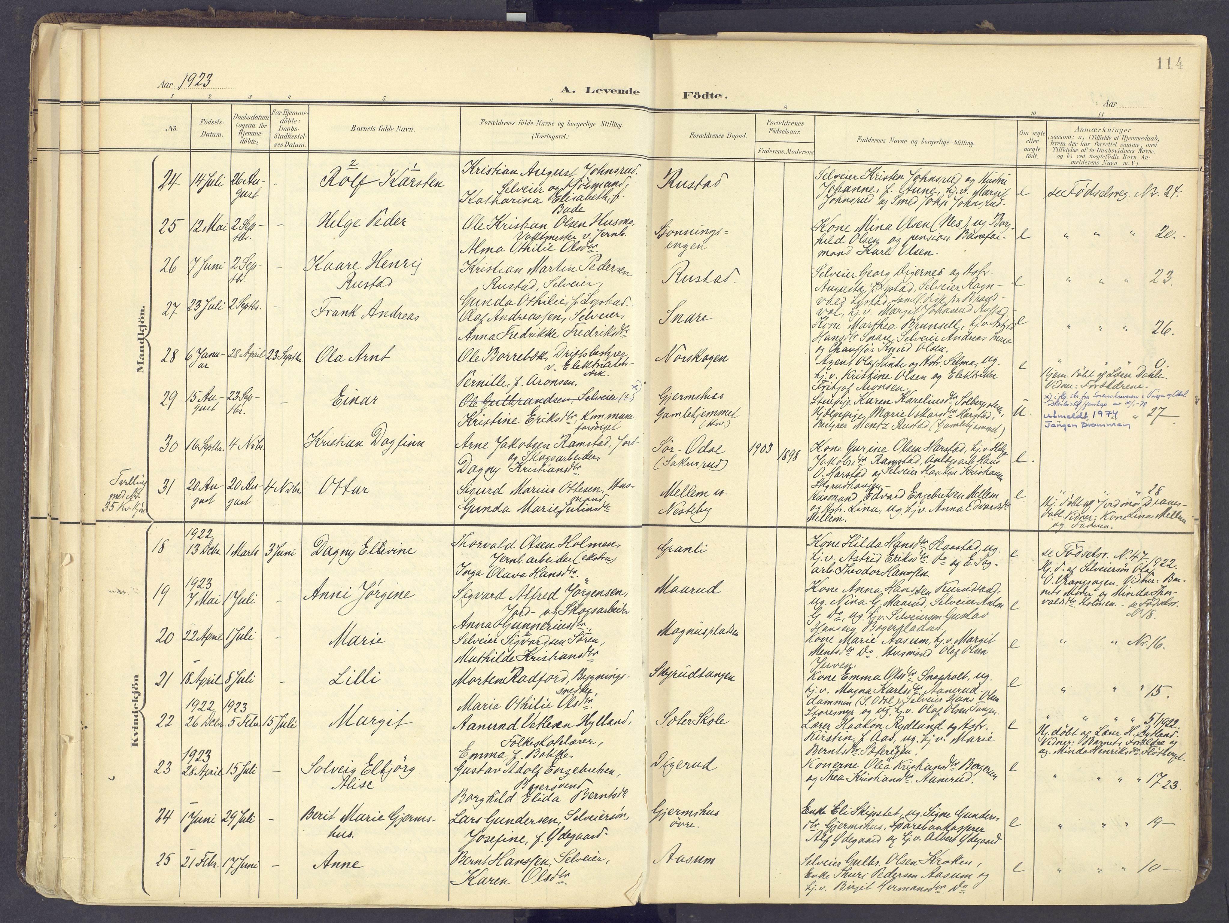 Vinger prestekontor, AV/SAH-PREST-024/H/Ha/Haa/L0017: Parish register (official) no. 17, 1901-1927, p. 114