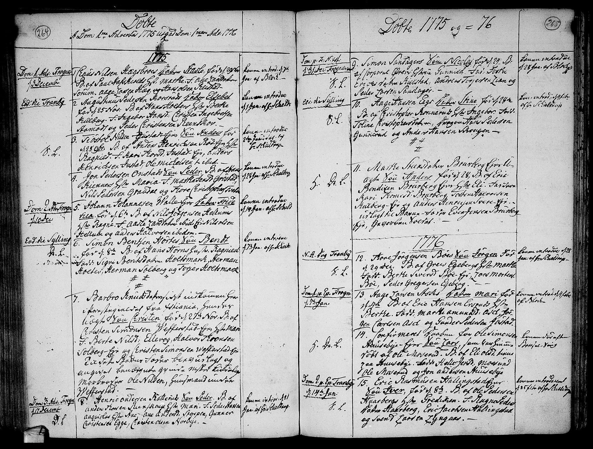 Lier kirkebøker, SAKO/A-230/F/Fa/L0005: Parish register (official) no. I 5, 1764-1777, p. 264-265