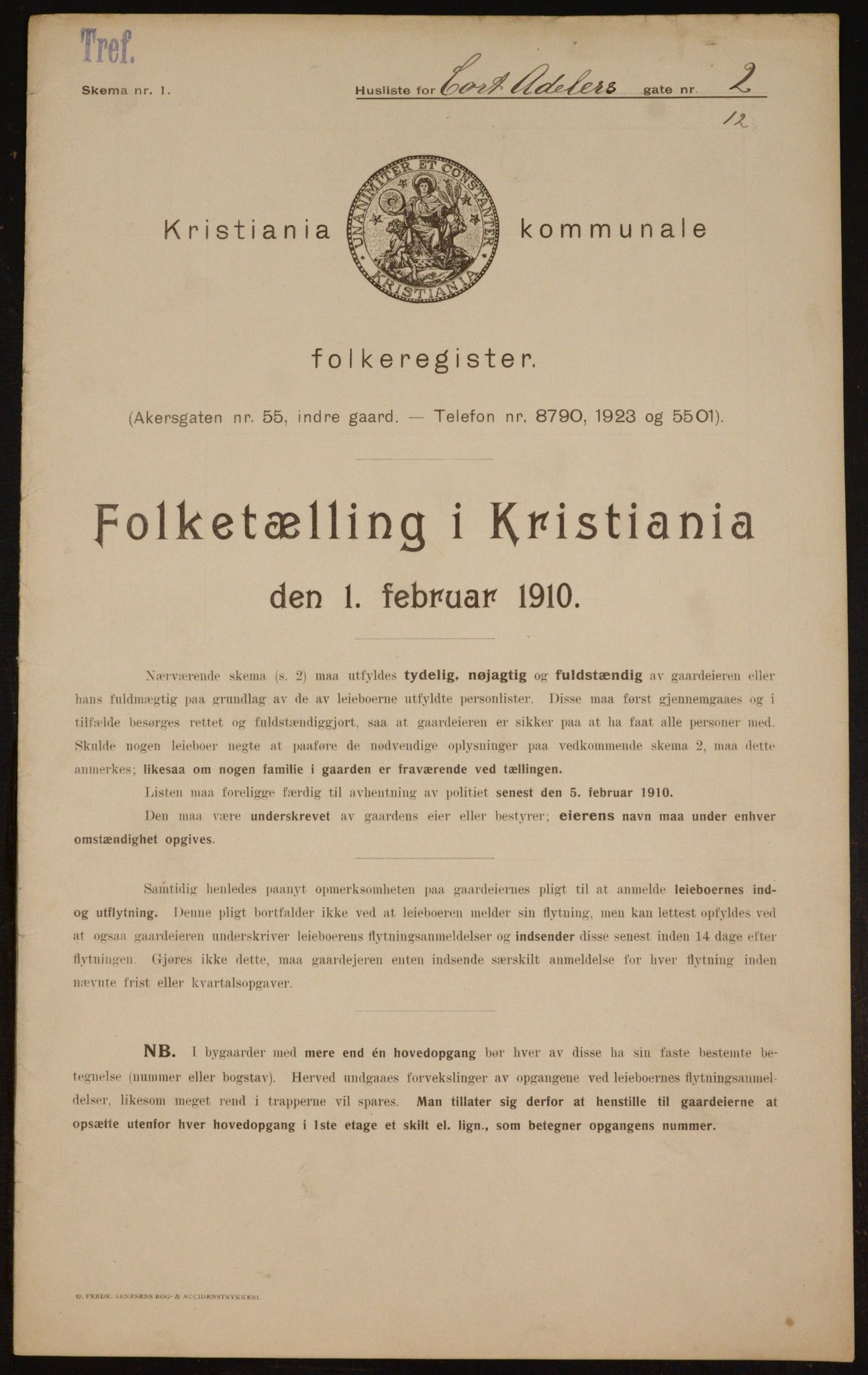 OBA, Municipal Census 1910 for Kristiania, 1910, p. 13037