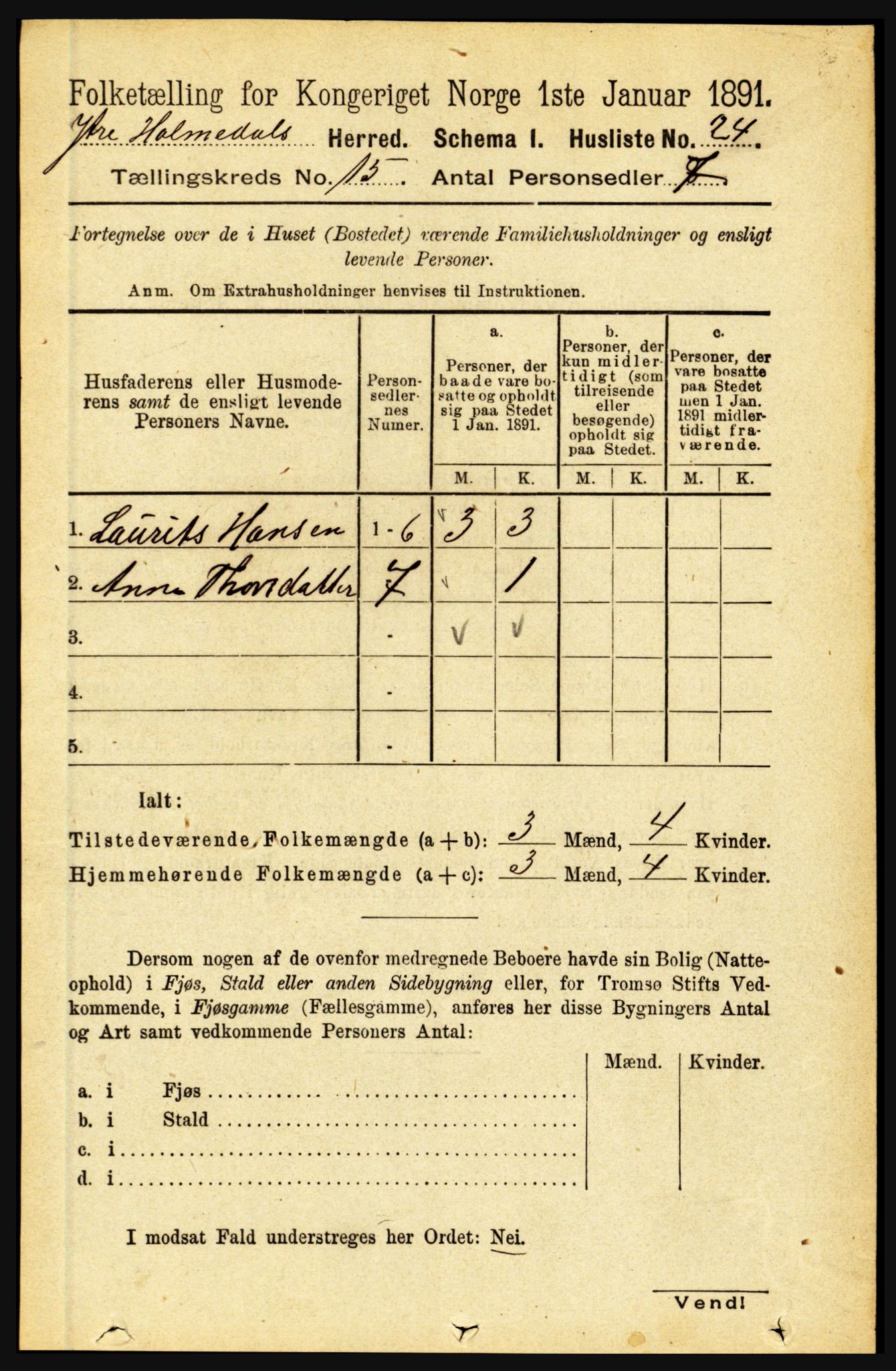 RA, 1891 census for 1429 Ytre Holmedal, 1891, p. 3980