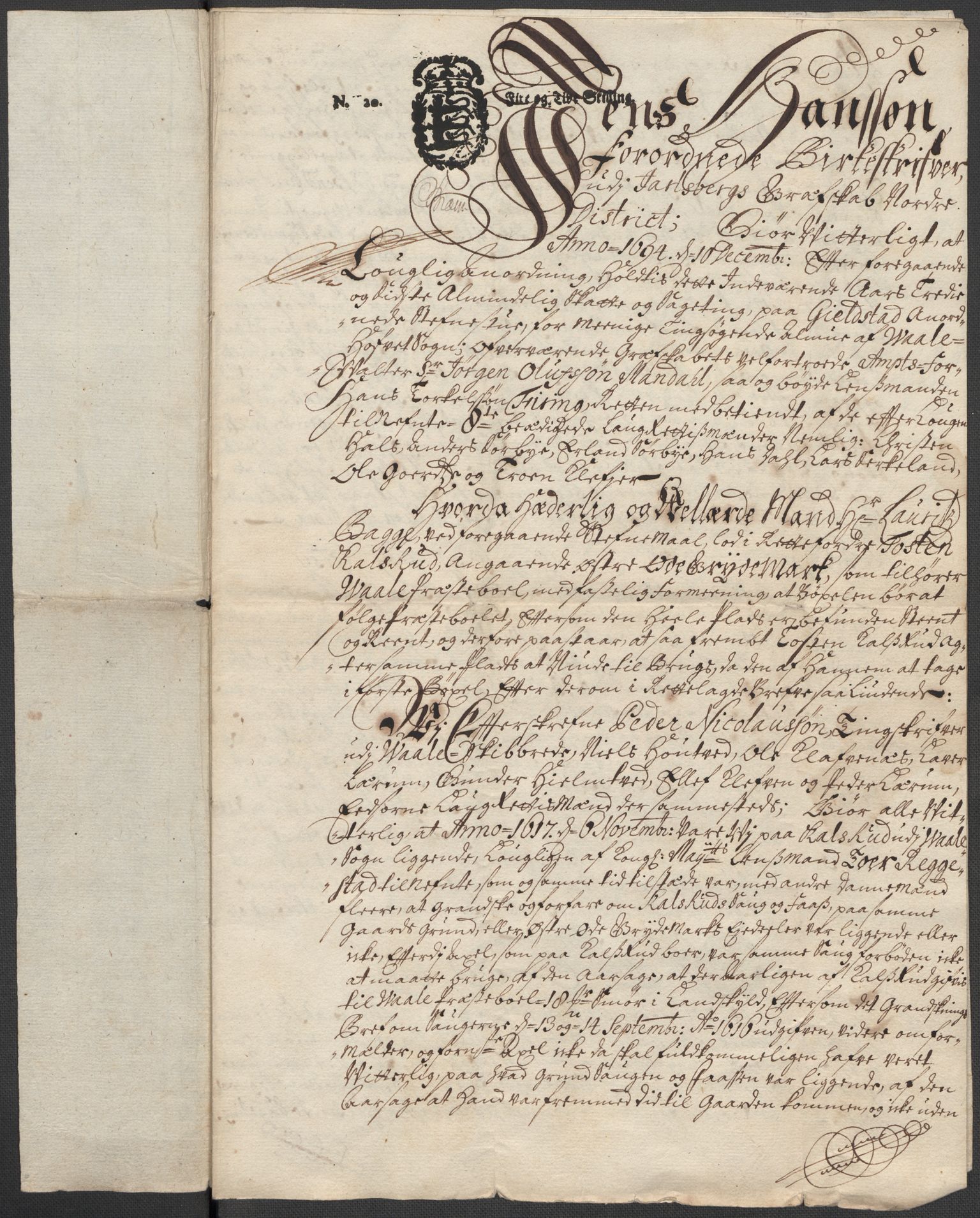 Riksarkivets diplomsamling, AV/RA-EA-5965/F15/L0021: Prestearkiv - Vestfold, 1573-1858, p. 122