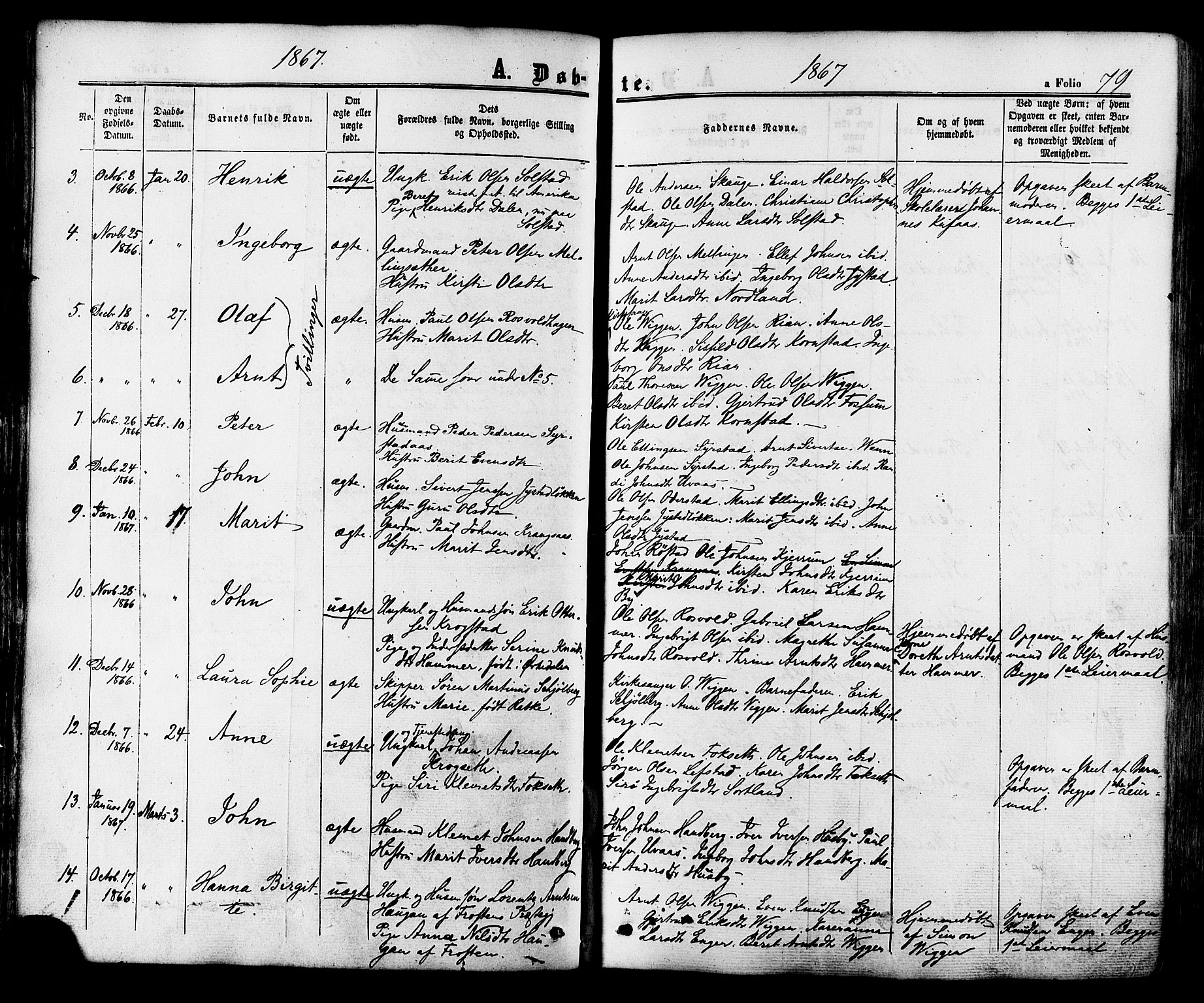 Ministerialprotokoller, klokkerbøker og fødselsregistre - Sør-Trøndelag, SAT/A-1456/665/L0772: Parish register (official) no. 665A07, 1856-1878, p. 79