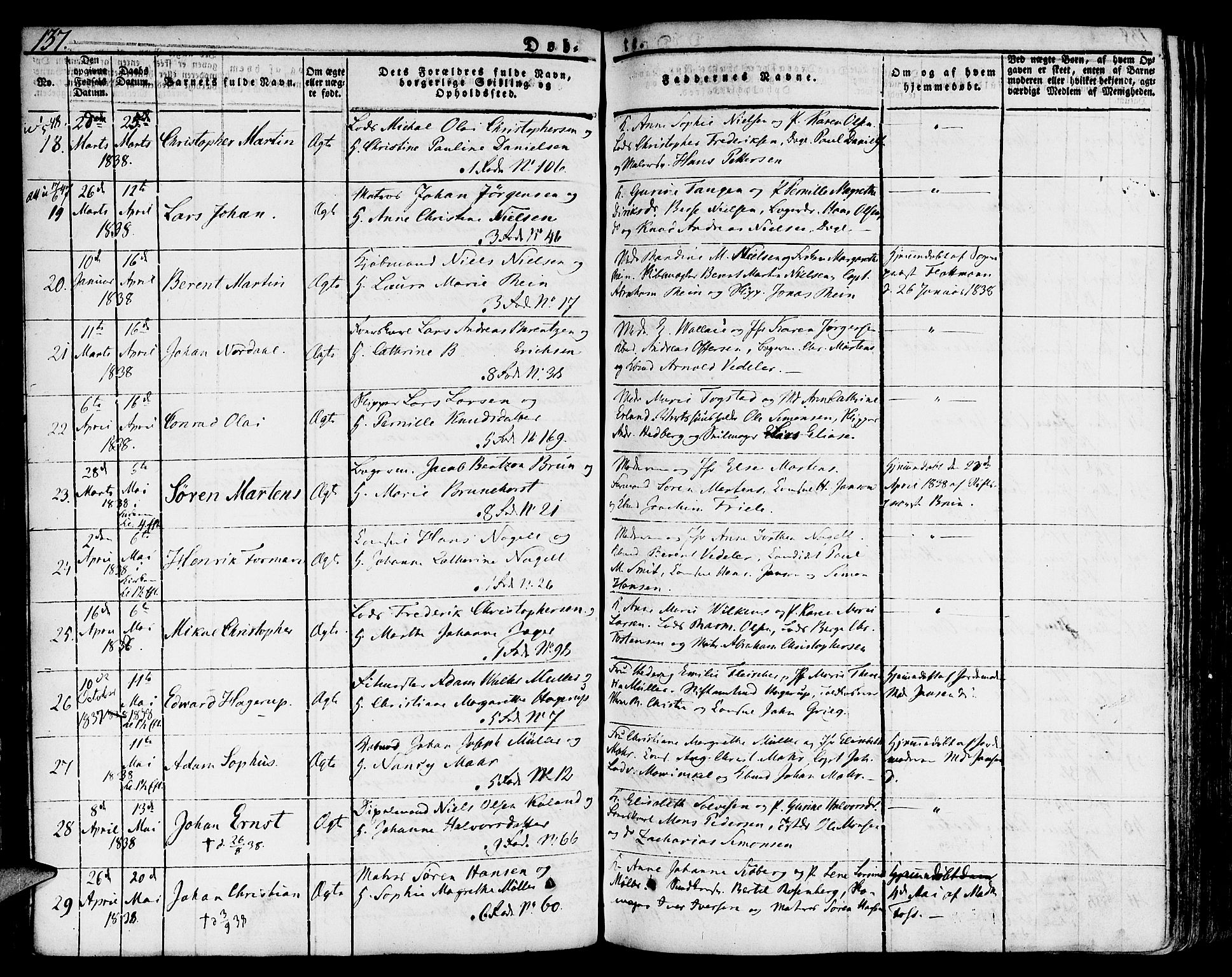 Nykirken Sokneprestembete, SAB/A-77101/H/Hab: Parish register (copy) no. A 5I, 1821-1841, p. 137