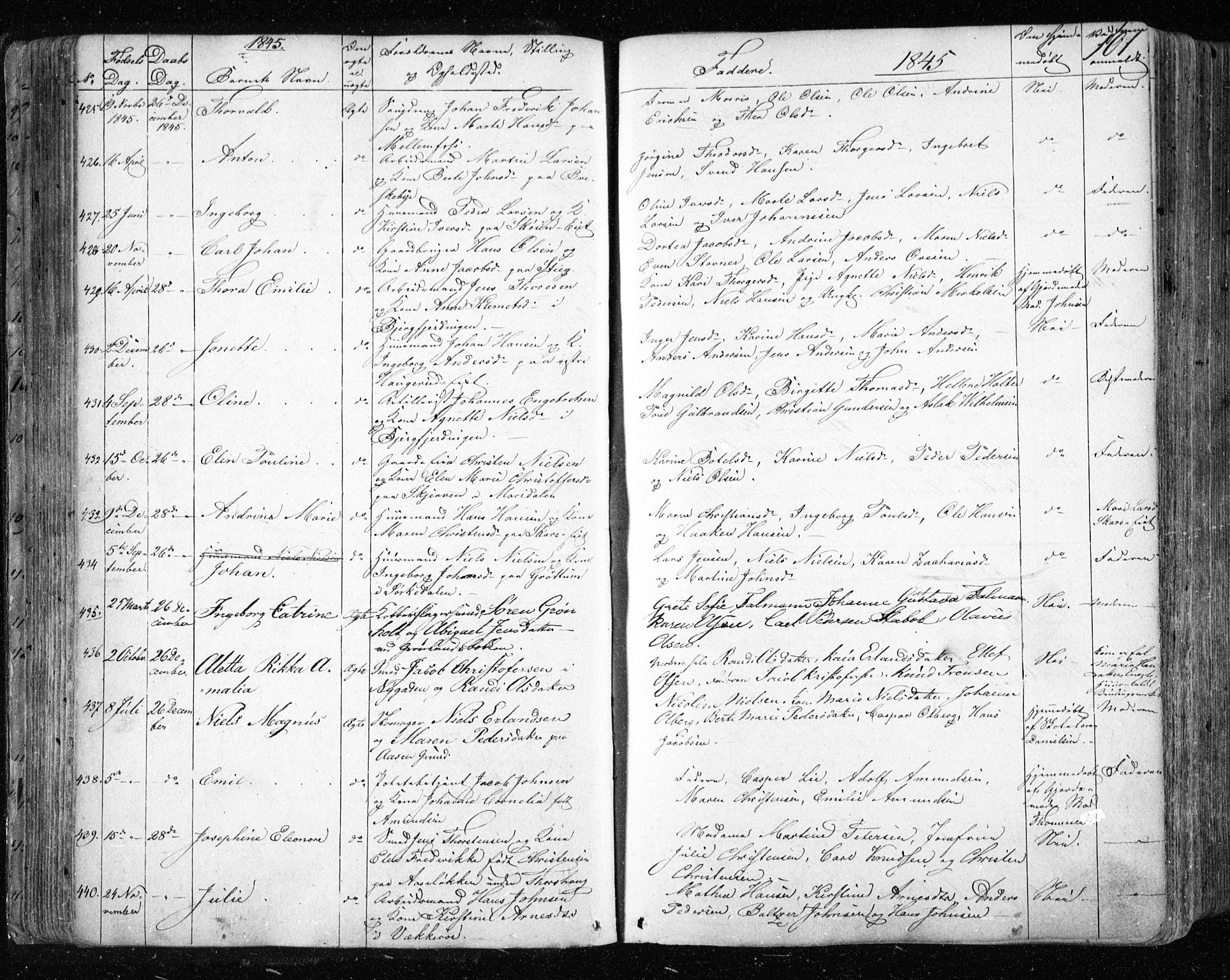 Aker prestekontor kirkebøker, AV/SAO-A-10861/F/L0019: Parish register (official) no. 19, 1842-1852, p. 101