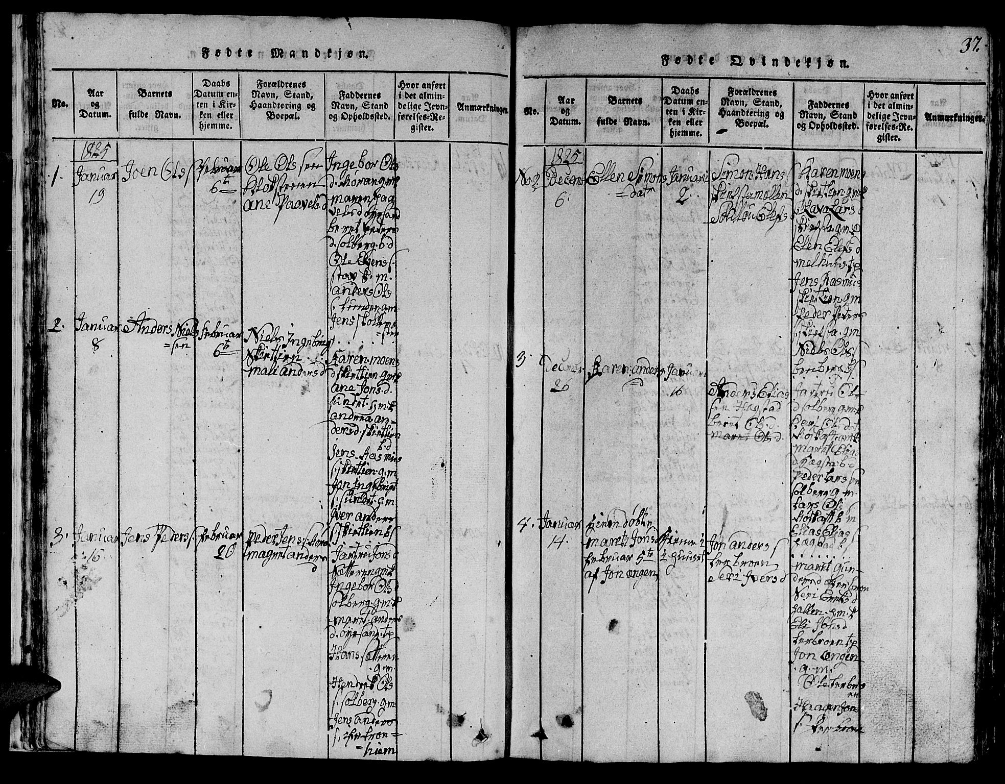 Ministerialprotokoller, klokkerbøker og fødselsregistre - Sør-Trøndelag, SAT/A-1456/613/L0393: Parish register (copy) no. 613C01, 1816-1886, p. 37
