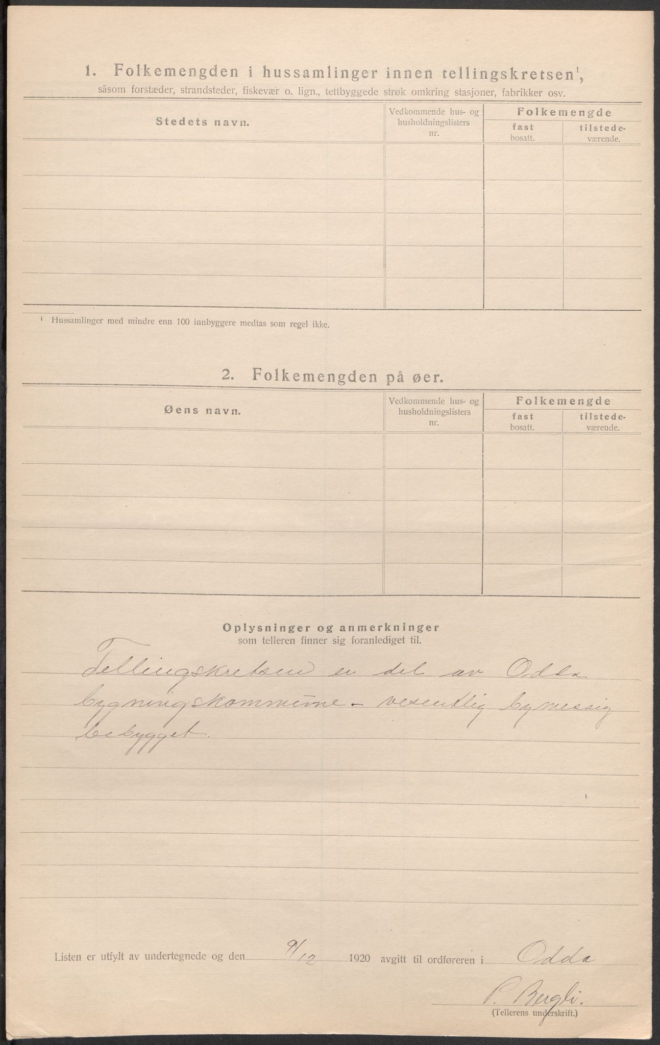 SAB, 1920 census for Odda, 1920, p. 22