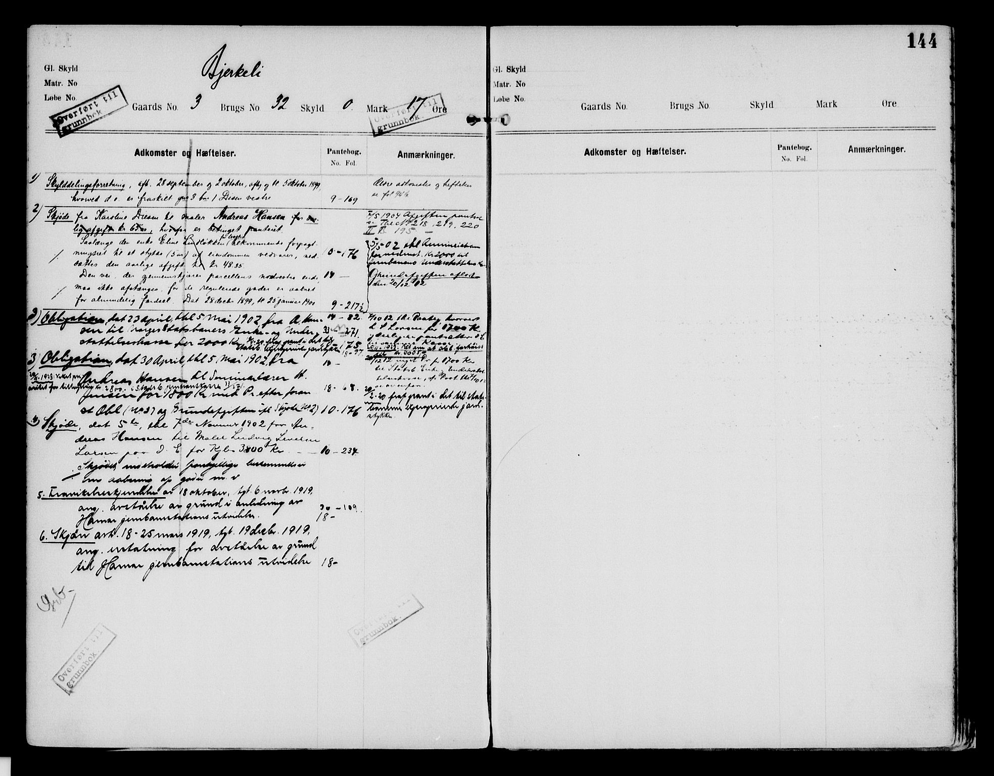 Nord-Hedmark sorenskriveri, SAH/TING-012/H/Ha/Had/Hade/L0002: Mortgage register no. 4.2, 1893-1940, p. 144