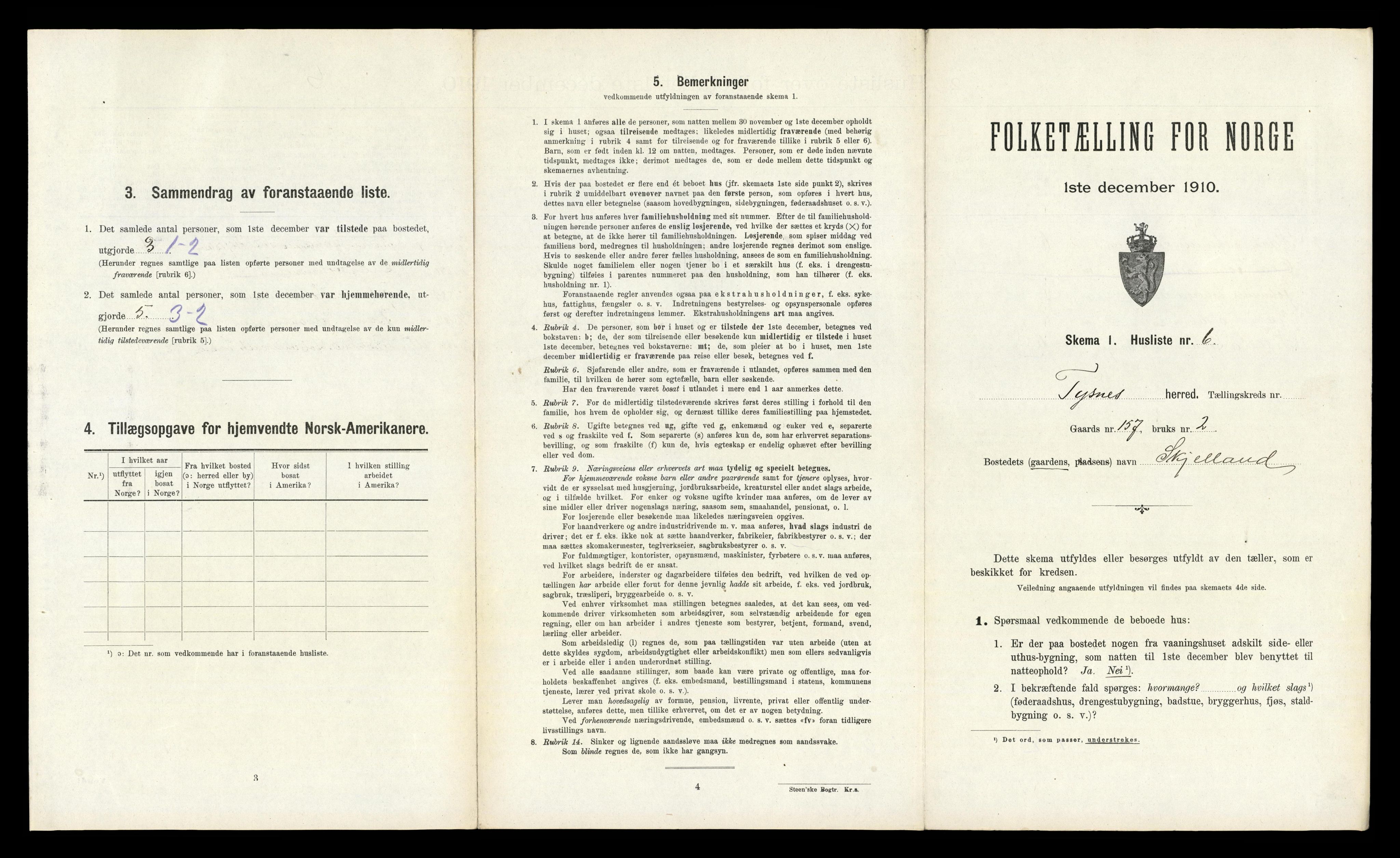 RA, 1910 census for Tysnes, 1910, p. 1552