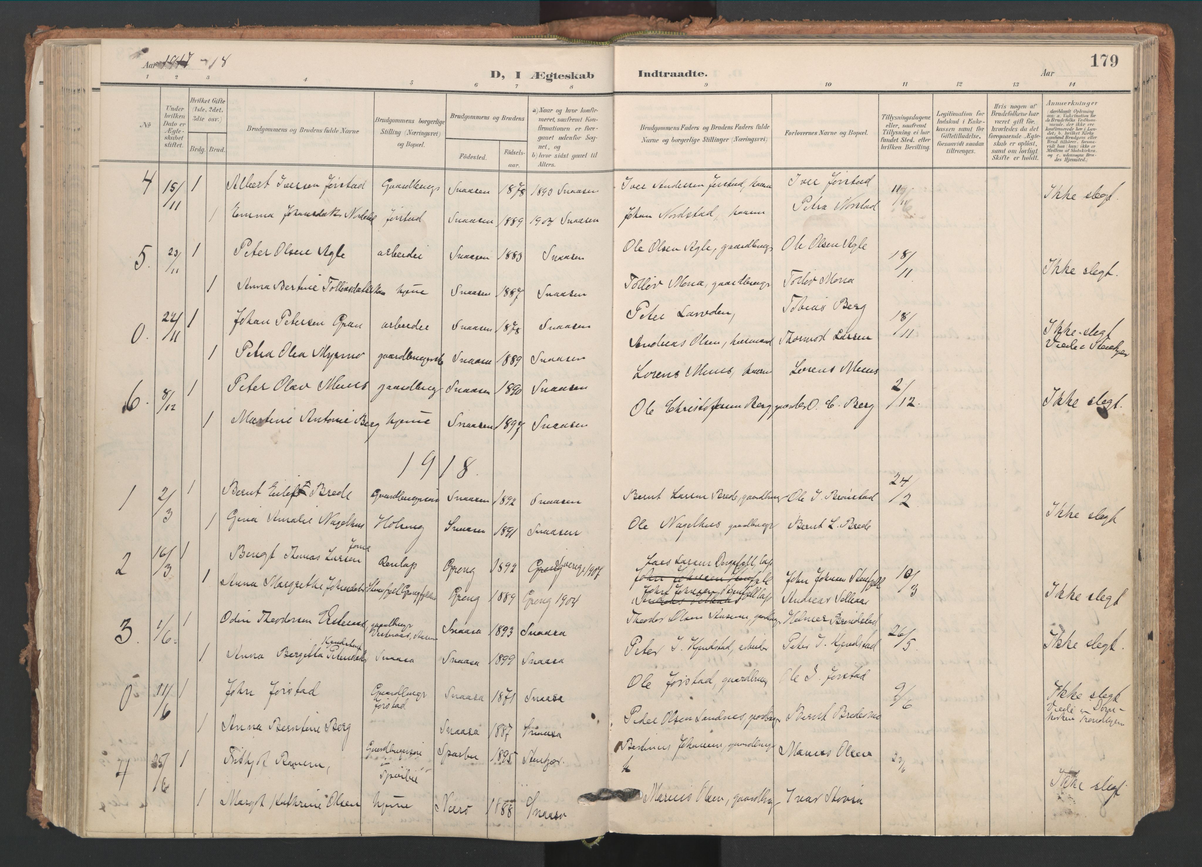 Ministerialprotokoller, klokkerbøker og fødselsregistre - Nord-Trøndelag, AV/SAT-A-1458/749/L0477: Parish register (official) no. 749A11, 1902-1927, p. 179