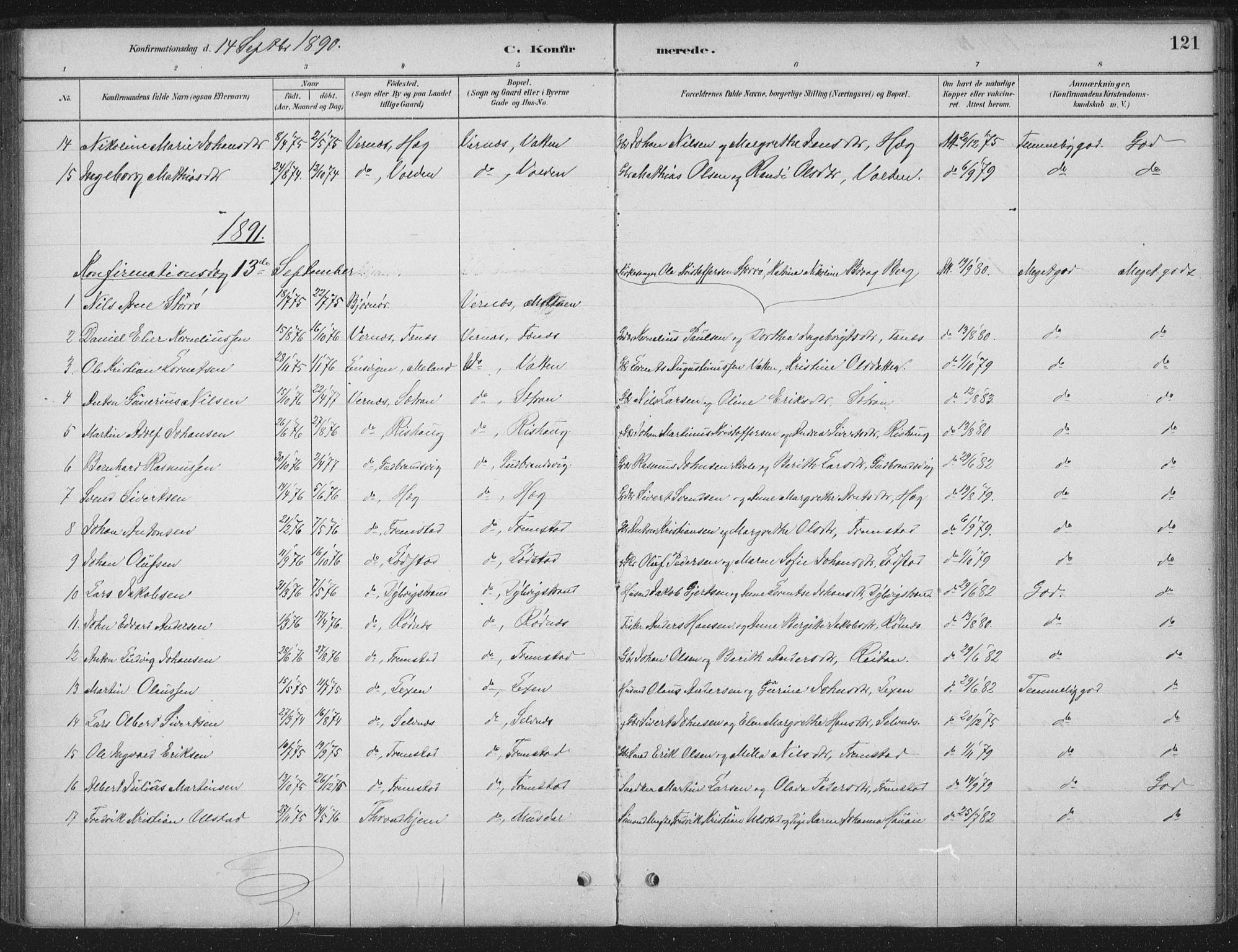 Ministerialprotokoller, klokkerbøker og fødselsregistre - Sør-Trøndelag, AV/SAT-A-1456/662/L0755: Parish register (official) no. 662A01, 1879-1905, p. 121