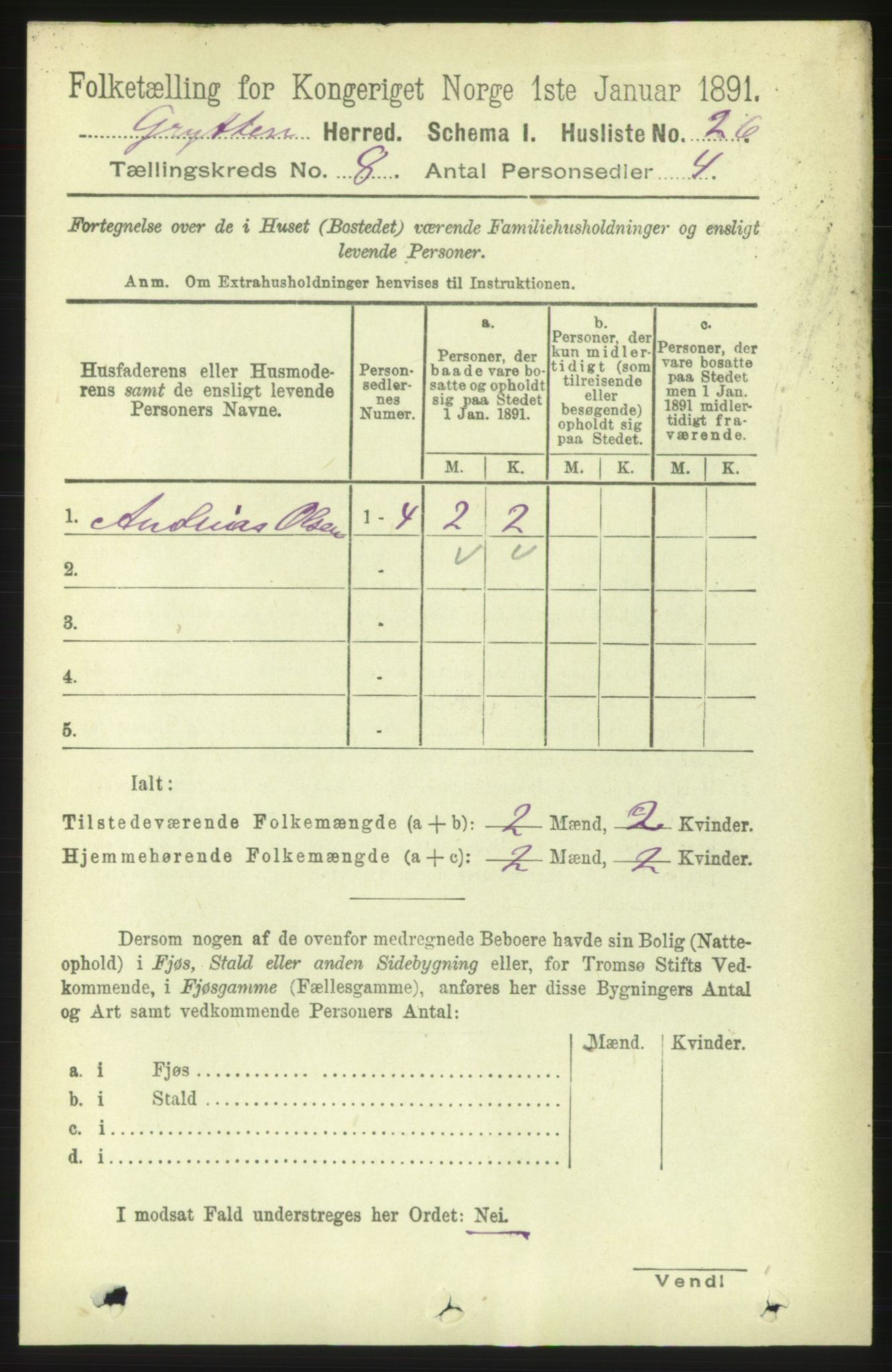 RA, 1891 census for 1539 Grytten, 1891, p. 3159