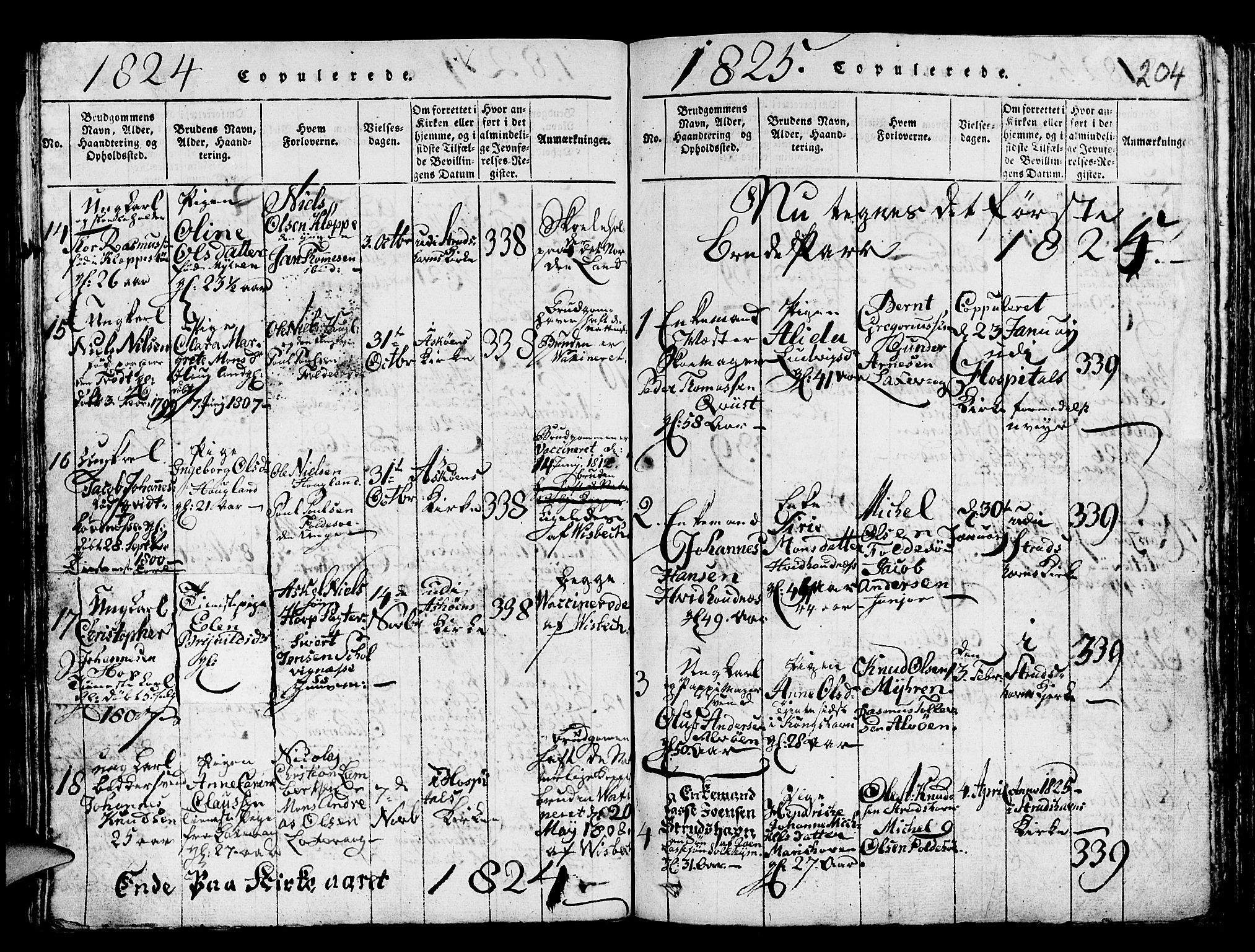 Askøy Sokneprestembete, SAB/A-74101/H/Ha/Hab/Haba/L0002: Parish register (copy) no. A 2, 1815-1846, p. 204