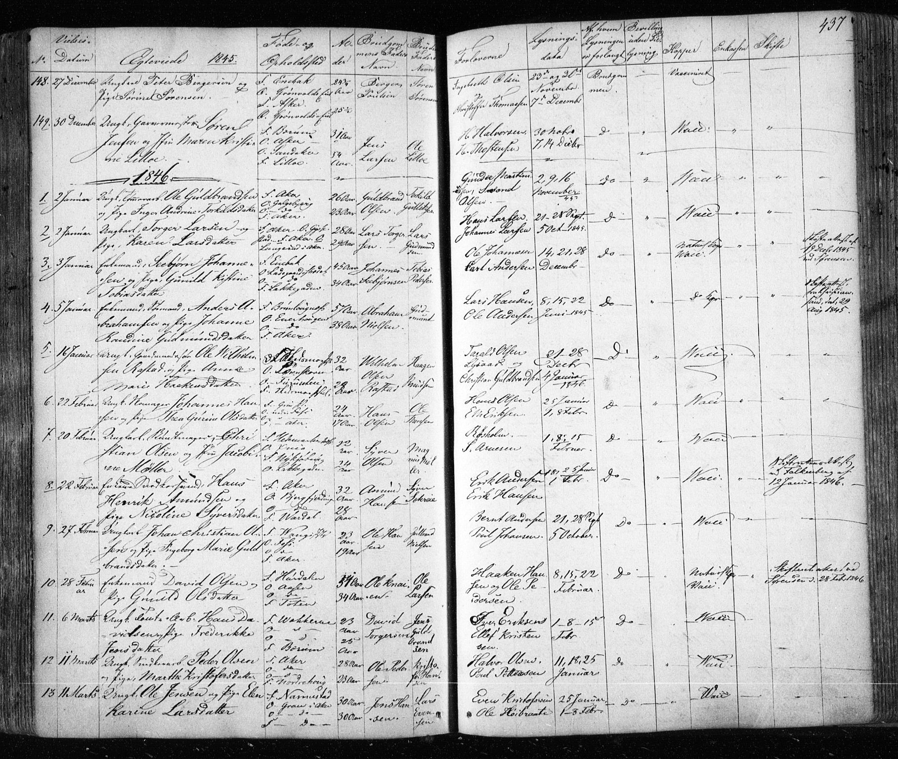 Aker prestekontor kirkebøker, SAO/A-10861/F/L0019: Parish register (official) no. 19, 1842-1852, p. 437
