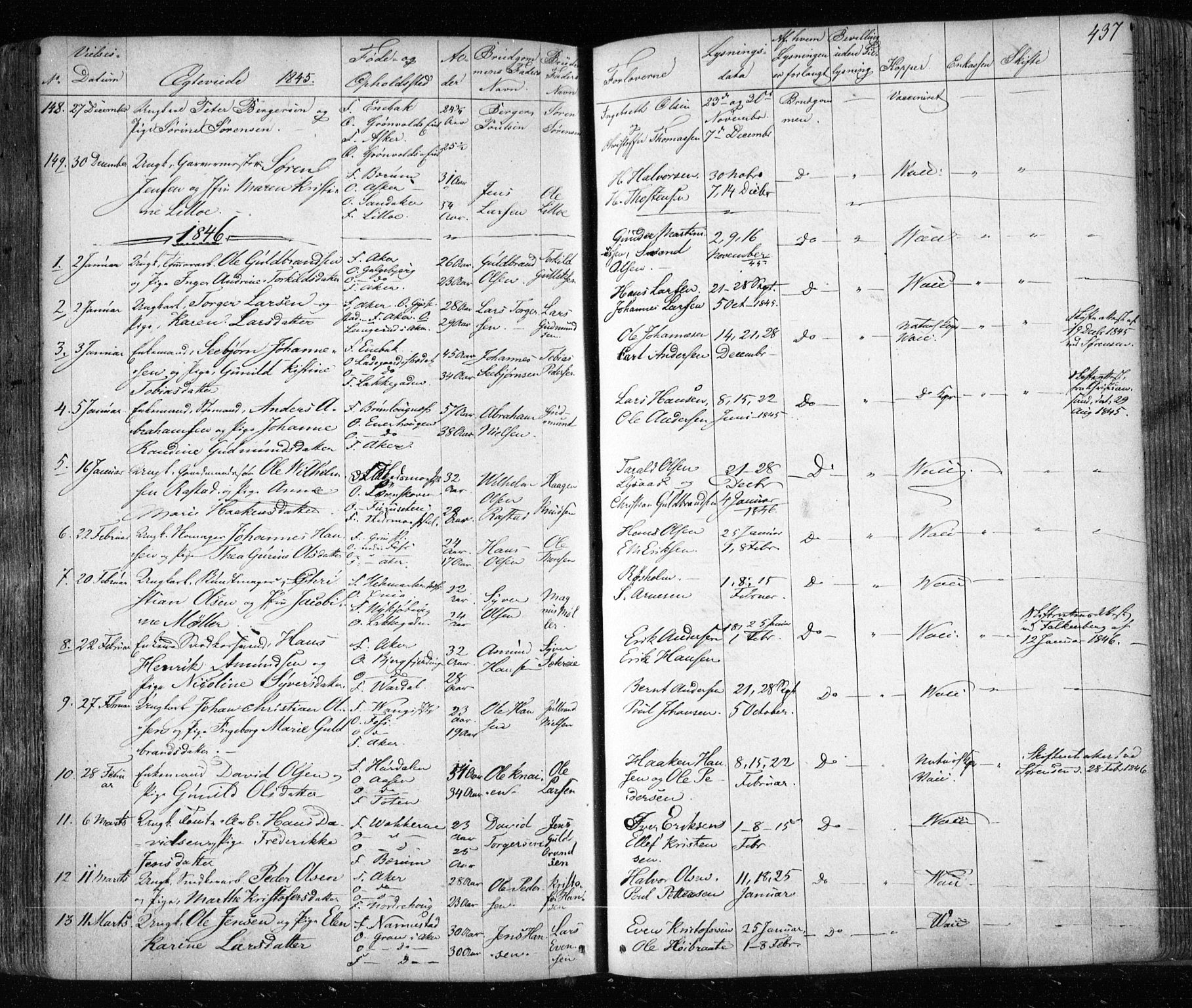 Aker prestekontor kirkebøker, AV/SAO-A-10861/F/L0019: Parish register (official) no. 19, 1842-1852, p. 437