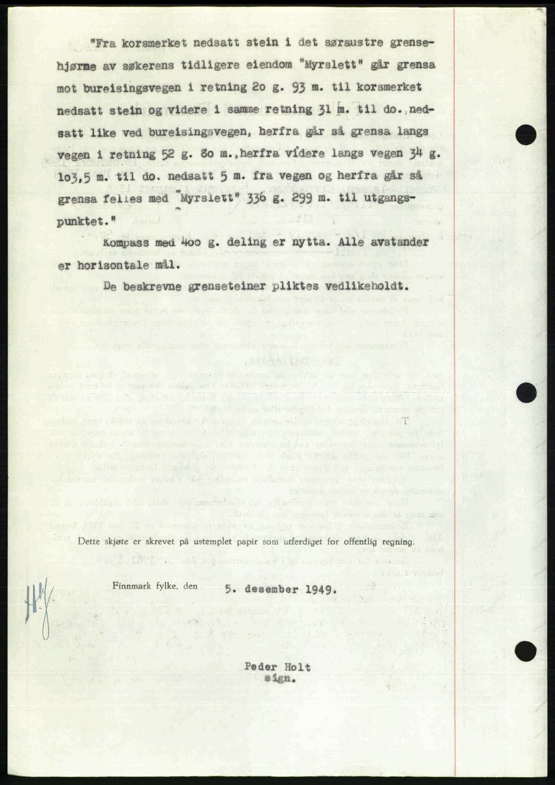 Alta fogderi/sorenskriveri, SATØ/SATØ-5/1/K/Kd/L0038pantebok: Mortgage book no. 41-42, 1949-1950, Diary no: : 1652/1949