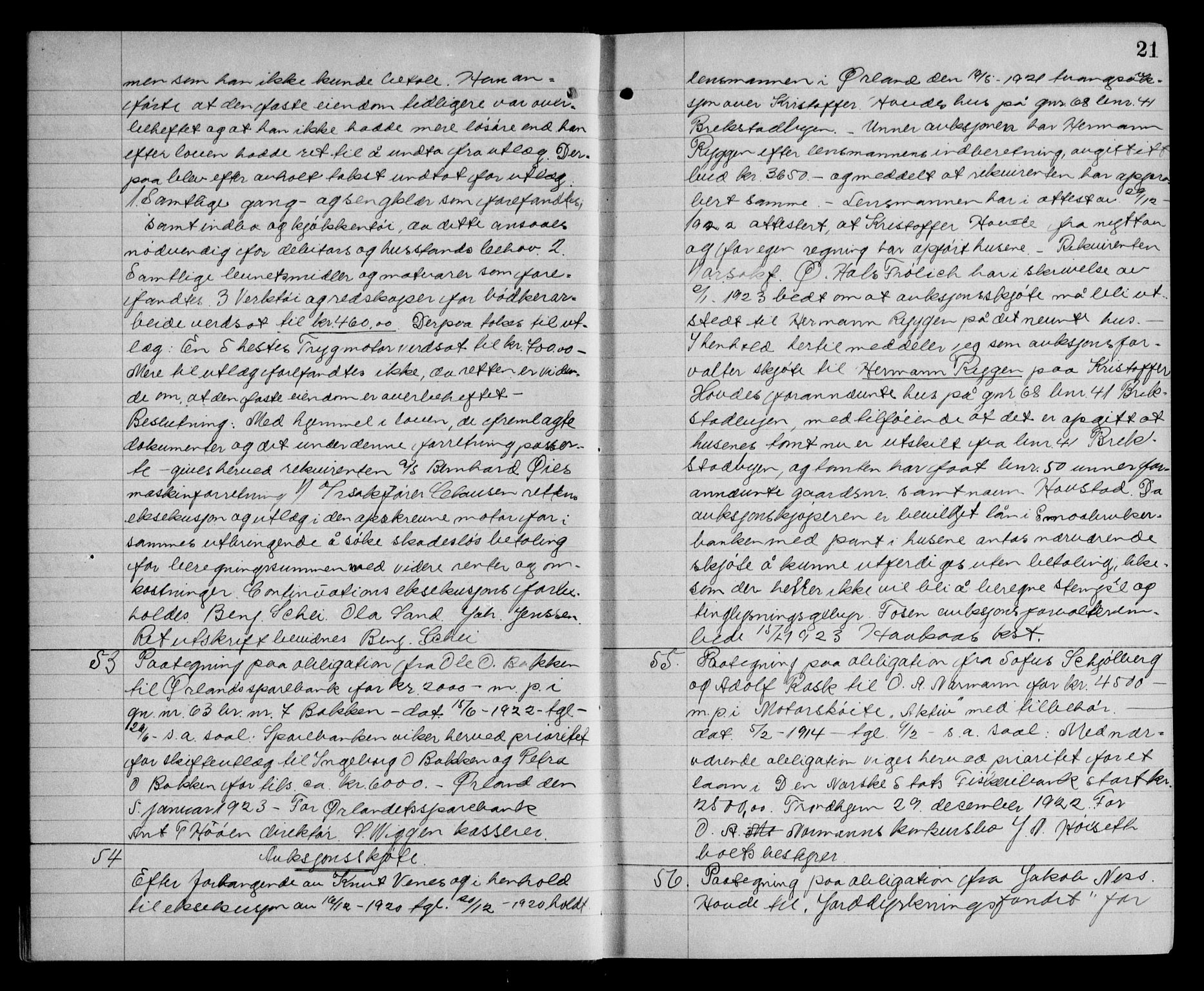 Fosen sorenskriveri, AV/SAT-A-1107/1/2/2C/L0059: Mortgage book no. 50, 1923-1923, p. 21