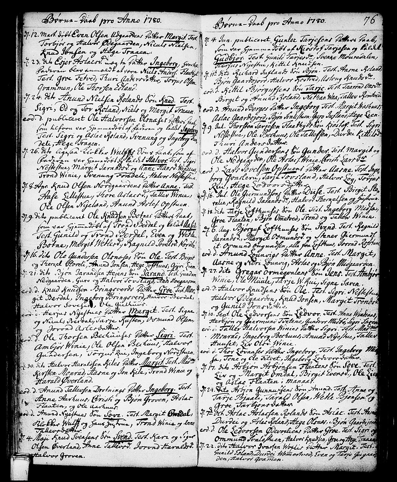Vinje kirkebøker, SAKO/A-312/F/Fa/L0002: Parish register (official) no. I 2, 1767-1814, p. 76