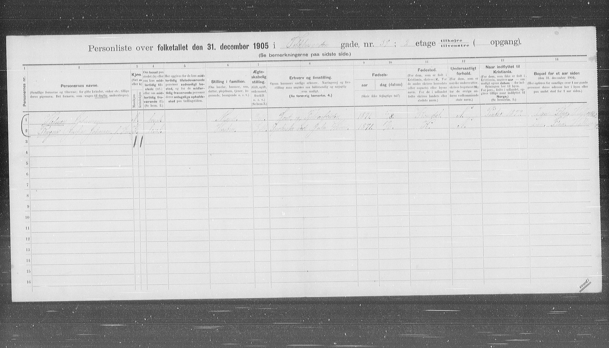 OBA, Municipal Census 1905 for Kristiania, 1905, p. 56247