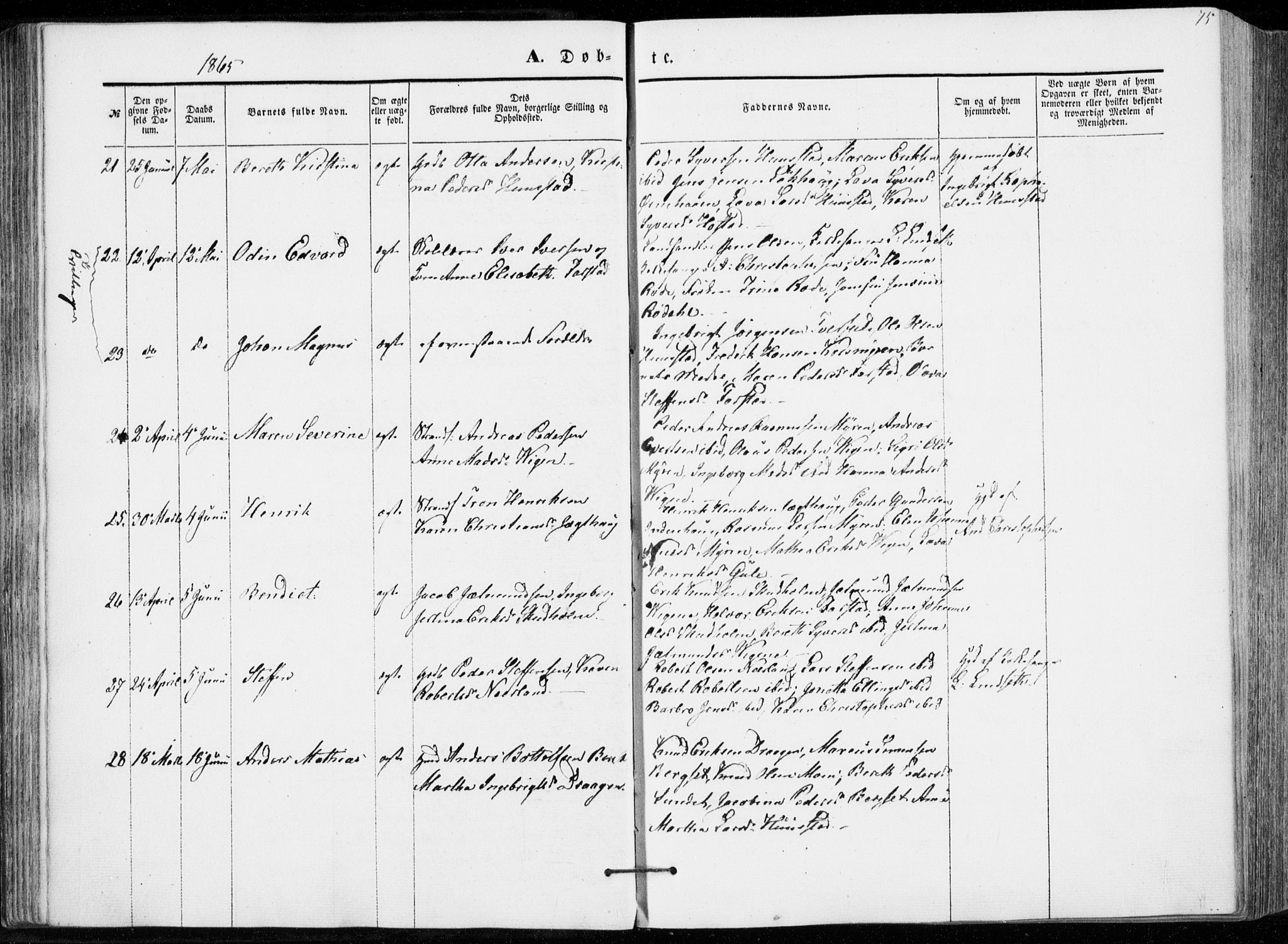 Ministerialprotokoller, klokkerbøker og fødselsregistre - Møre og Romsdal, AV/SAT-A-1454/566/L0767: Parish register (official) no. 566A06, 1852-1868, p. 75