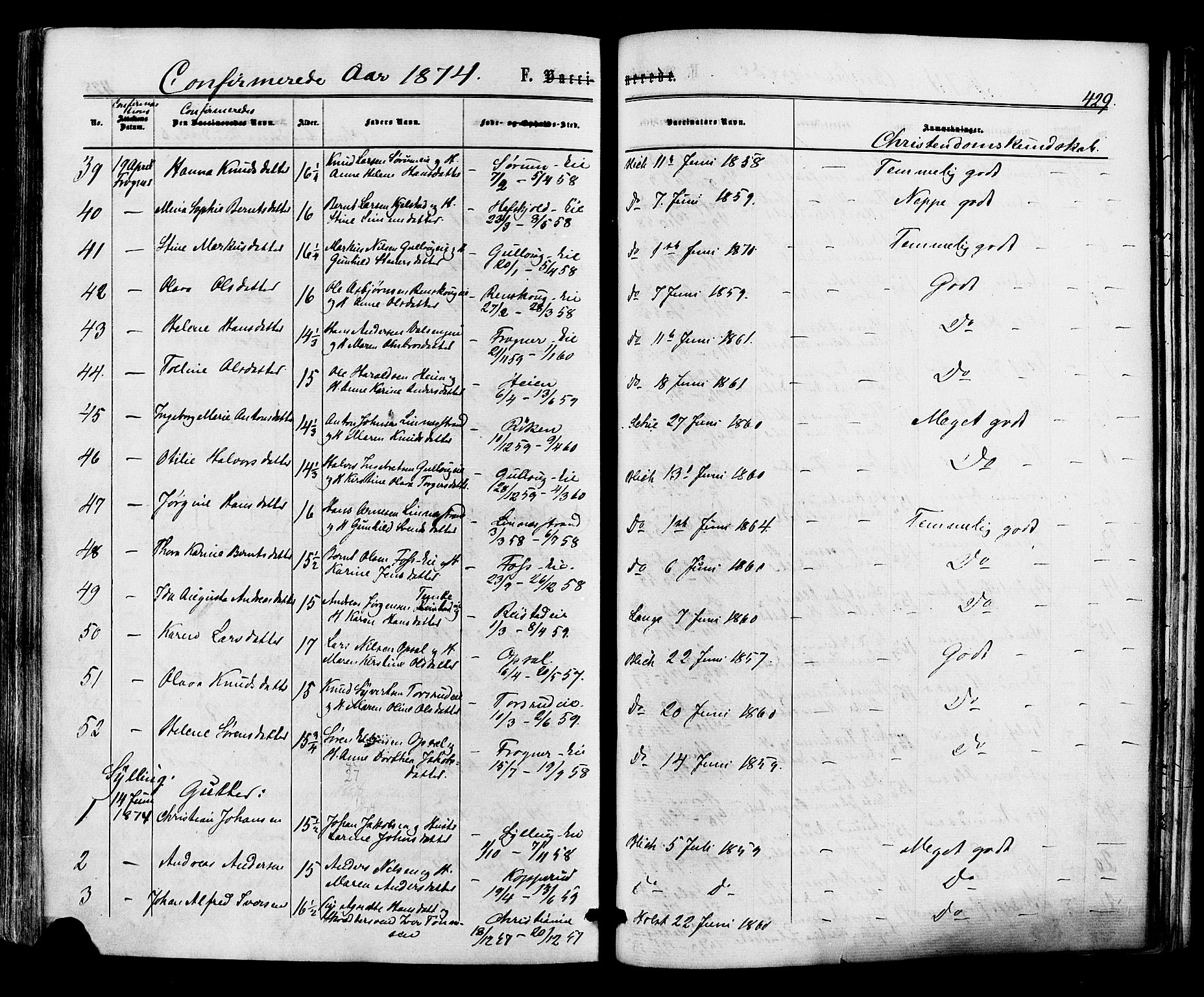 Lier kirkebøker, AV/SAKO-A-230/F/Fa/L0013: Parish register (official) no. I 13, 1865-1874, p. 429