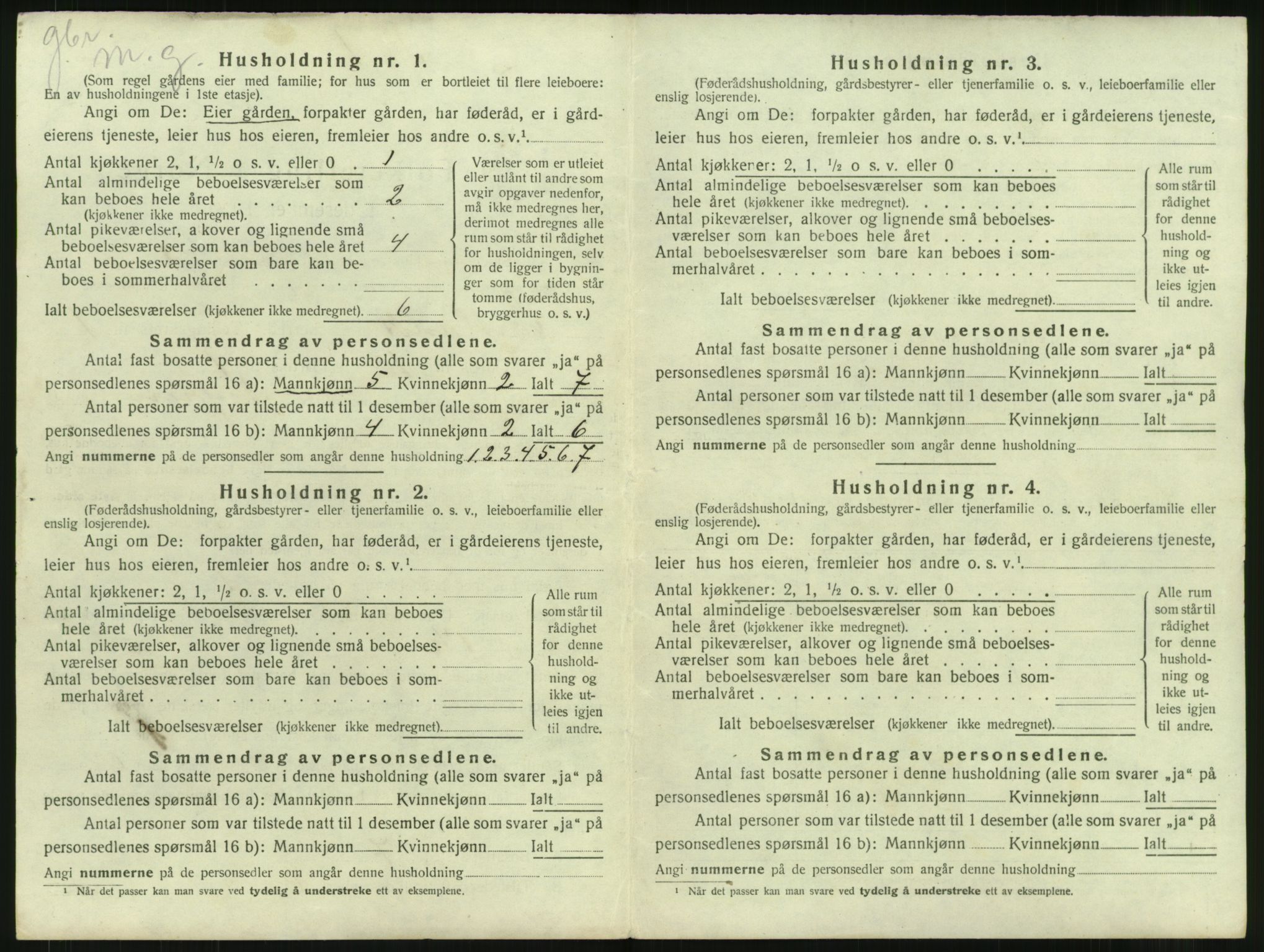 SAT, 1920 census for Sortland, 1920, p. 61