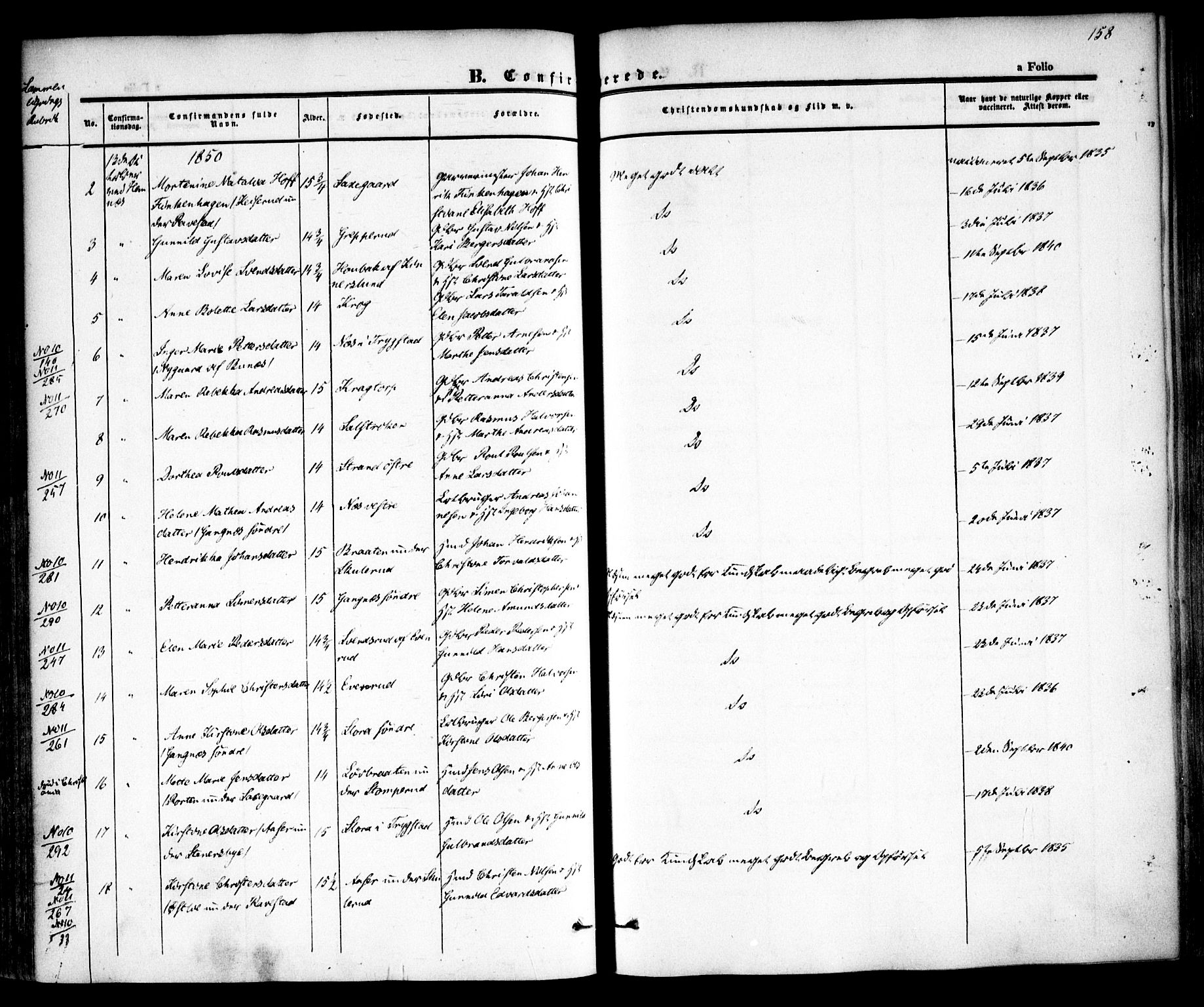 Høland prestekontor Kirkebøker, AV/SAO-A-10346a/F/Fa/L0009: Parish register (official) no. I 9, 1846-1853, p. 158