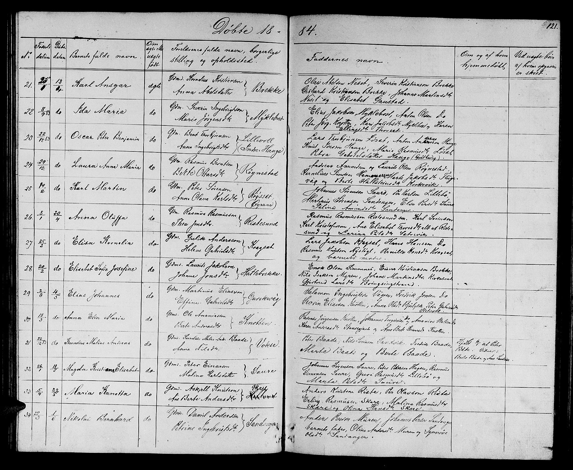 Ministerialprotokoller, klokkerbøker og fødselsregistre - Møre og Romsdal, AV/SAT-A-1454/503/L0047: Parish register (copy) no. 503C02, 1854-1884, p. 121