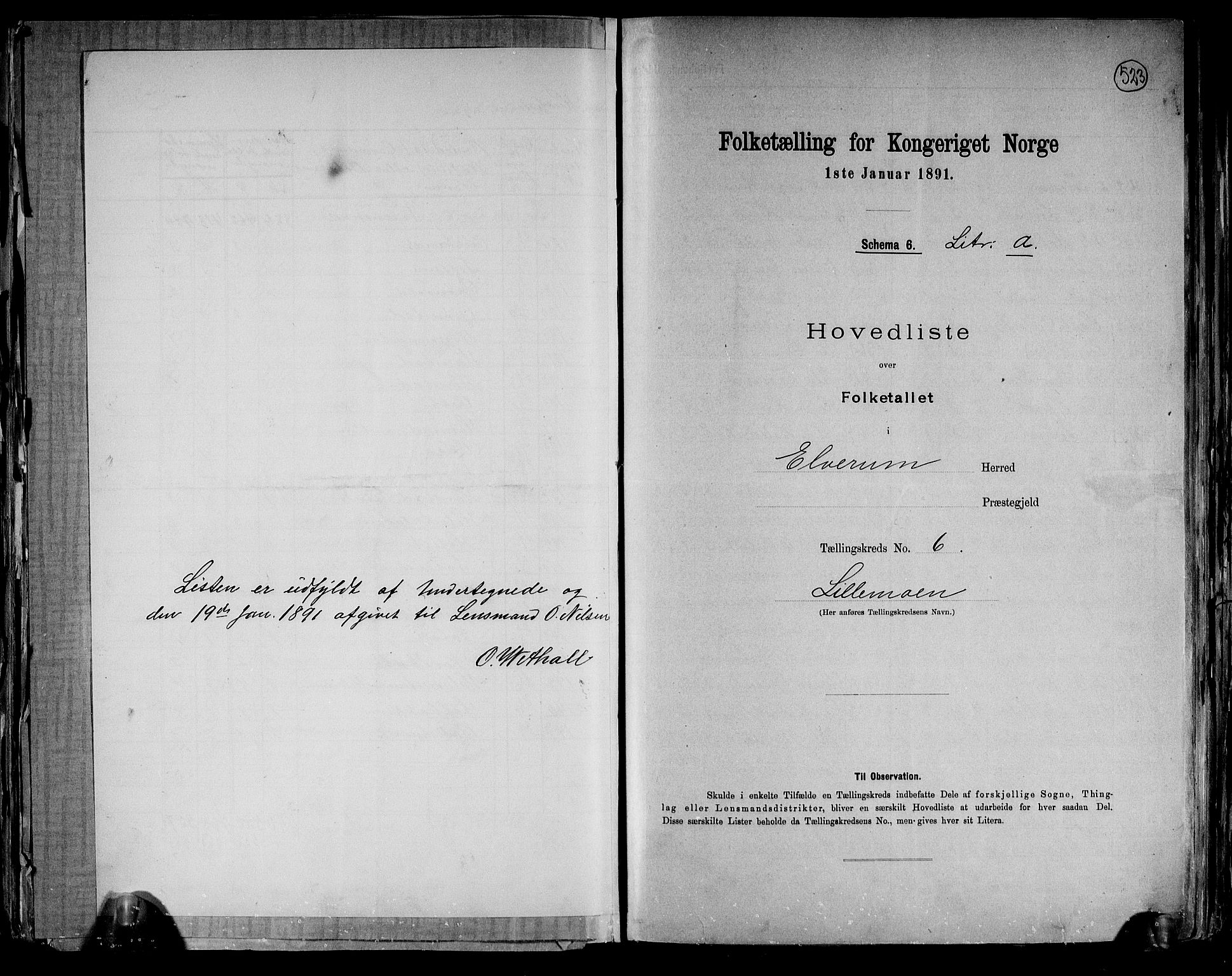 RA, 1891 census for 0427 Elverum, 1891, p. 20
