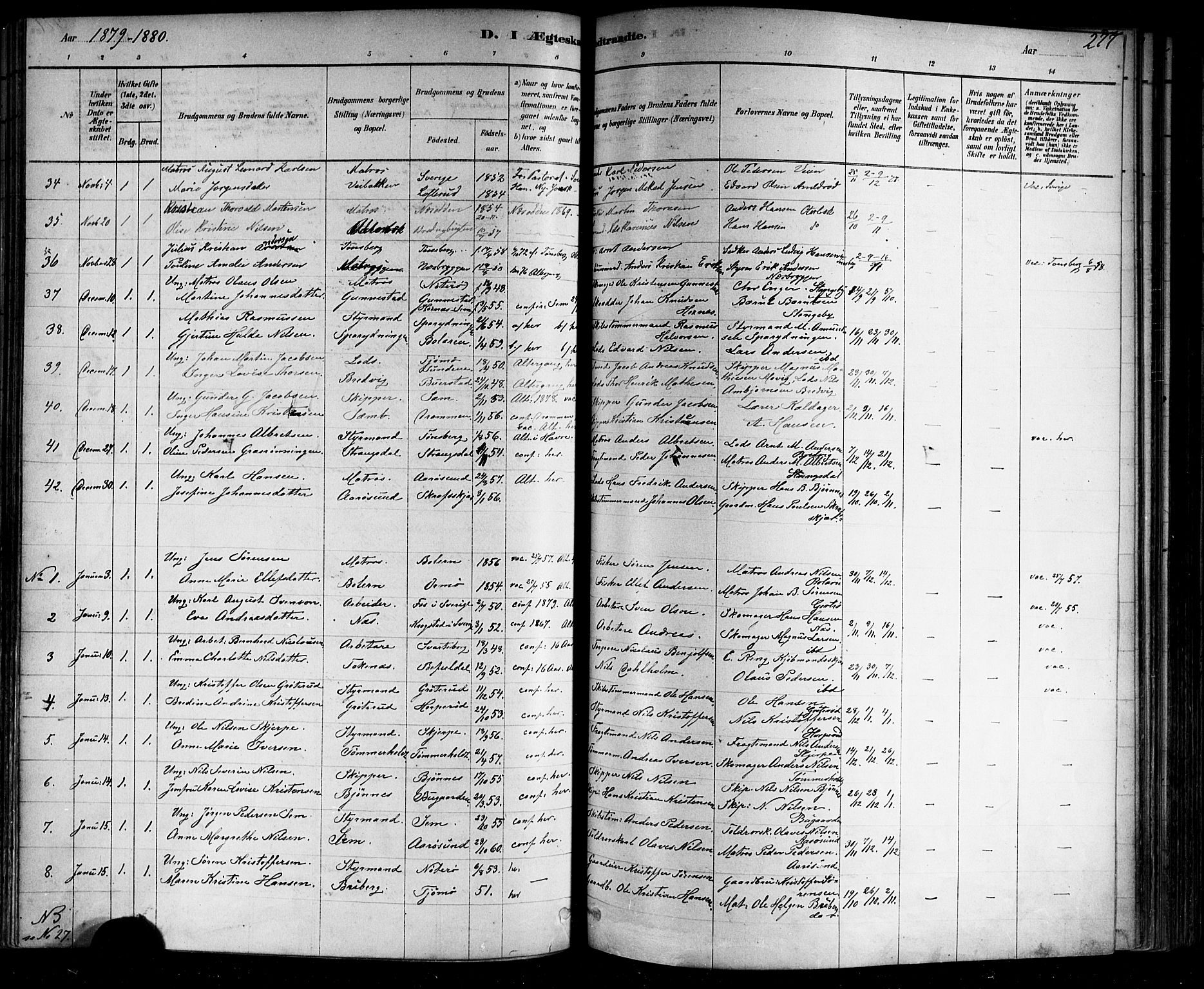 Nøtterøy kirkebøker, SAKO/A-354/F/Fa/L0008: Parish register (official) no. I 8, 1878-1893, p. 277