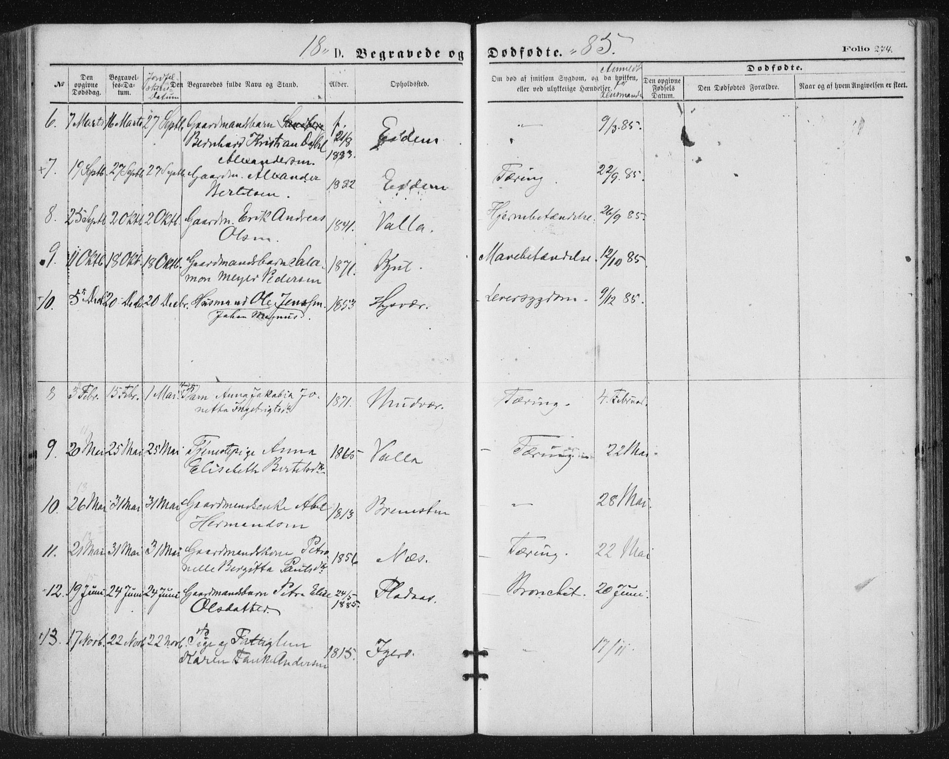 Ministerialprotokoller, klokkerbøker og fødselsregistre - Nordland, SAT/A-1459/816/L0241: Parish register (official) no. 816A07, 1870-1885, p. 274