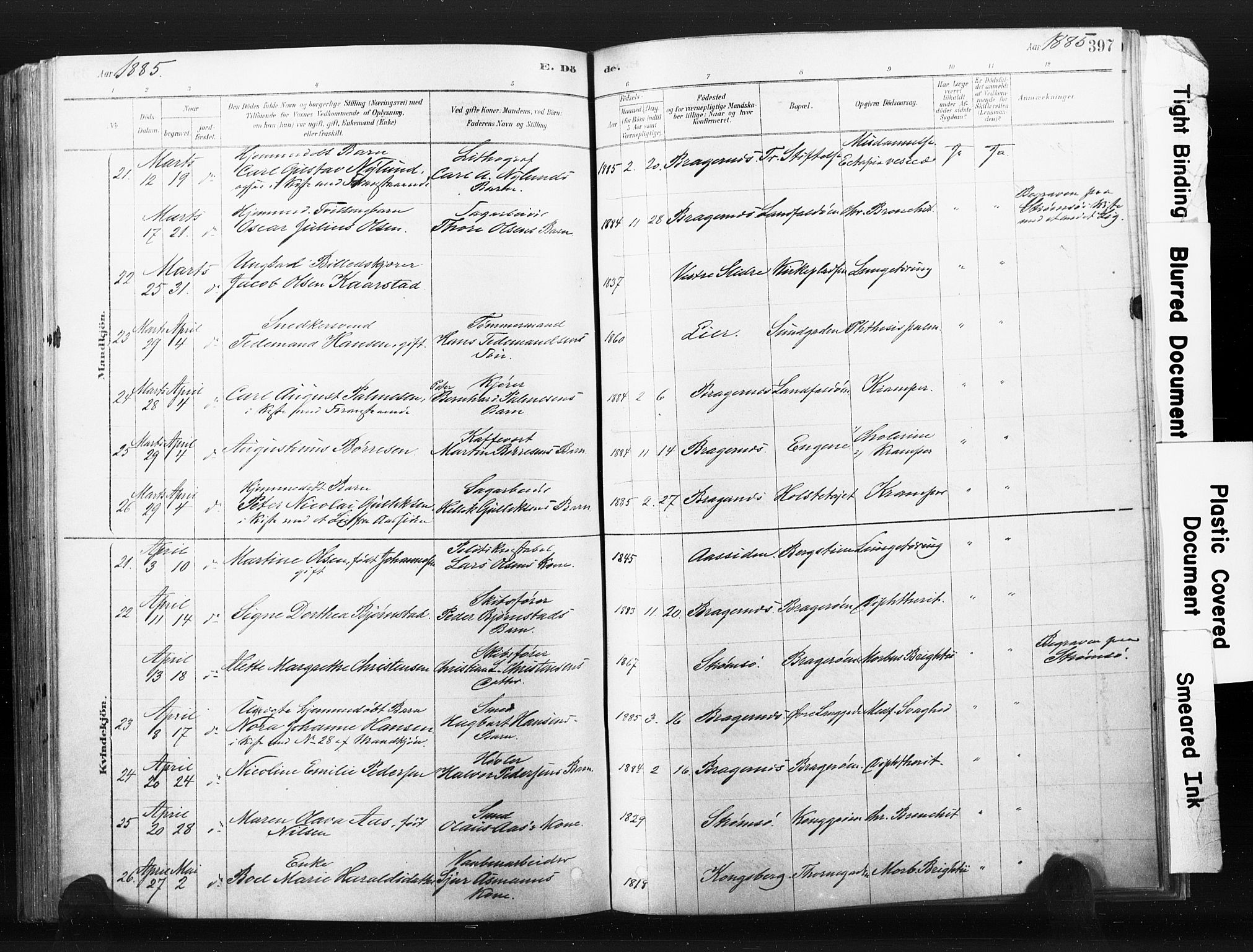 Bragernes kirkebøker, SAKO/A-6/F/Fb/L0006b: Parish register (official) no. II 6B, 1878-1885, p. 397