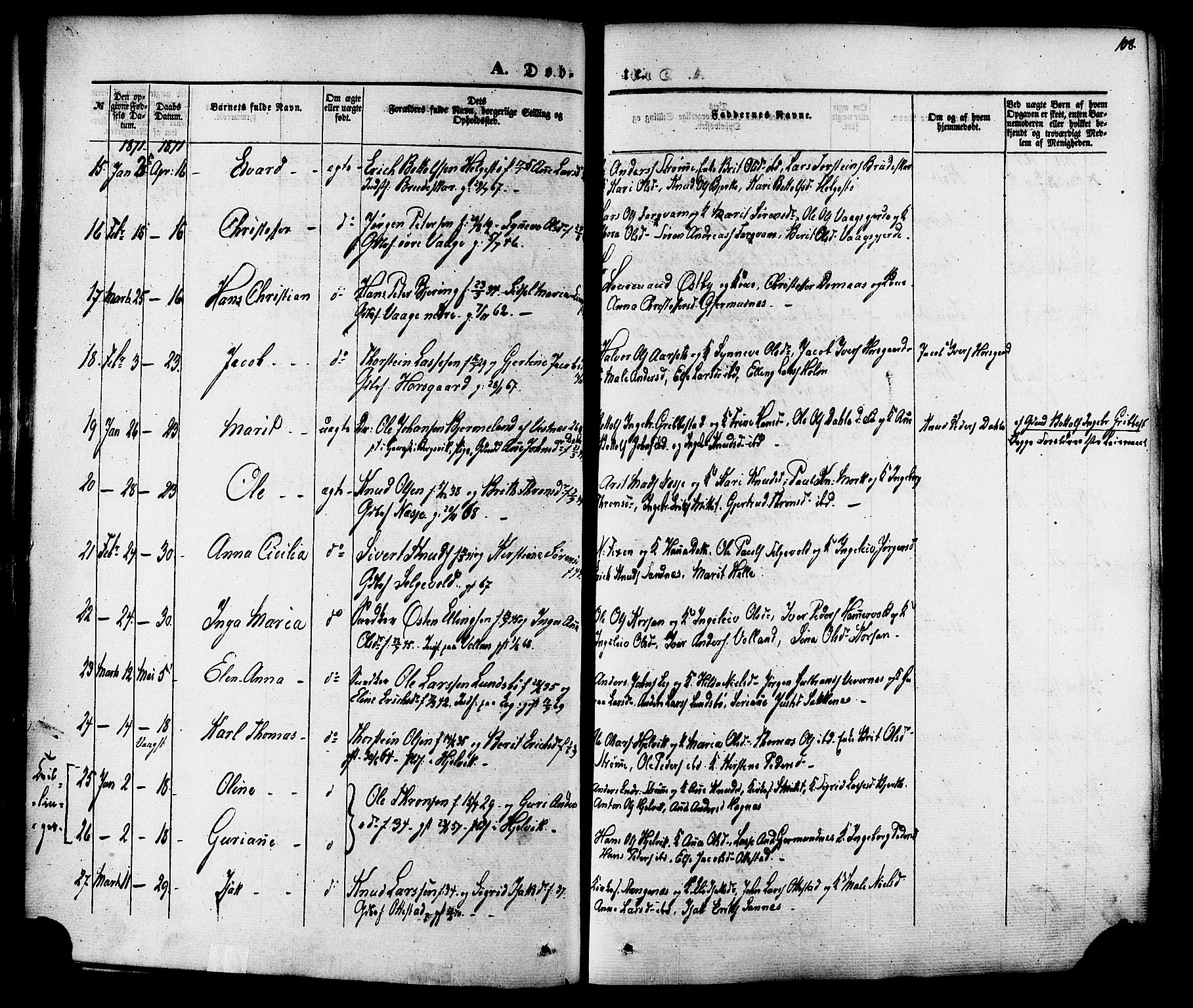 Ministerialprotokoller, klokkerbøker og fødselsregistre - Møre og Romsdal, AV/SAT-A-1454/547/L0603: Parish register (official) no. 547A05, 1846-1877, p. 108