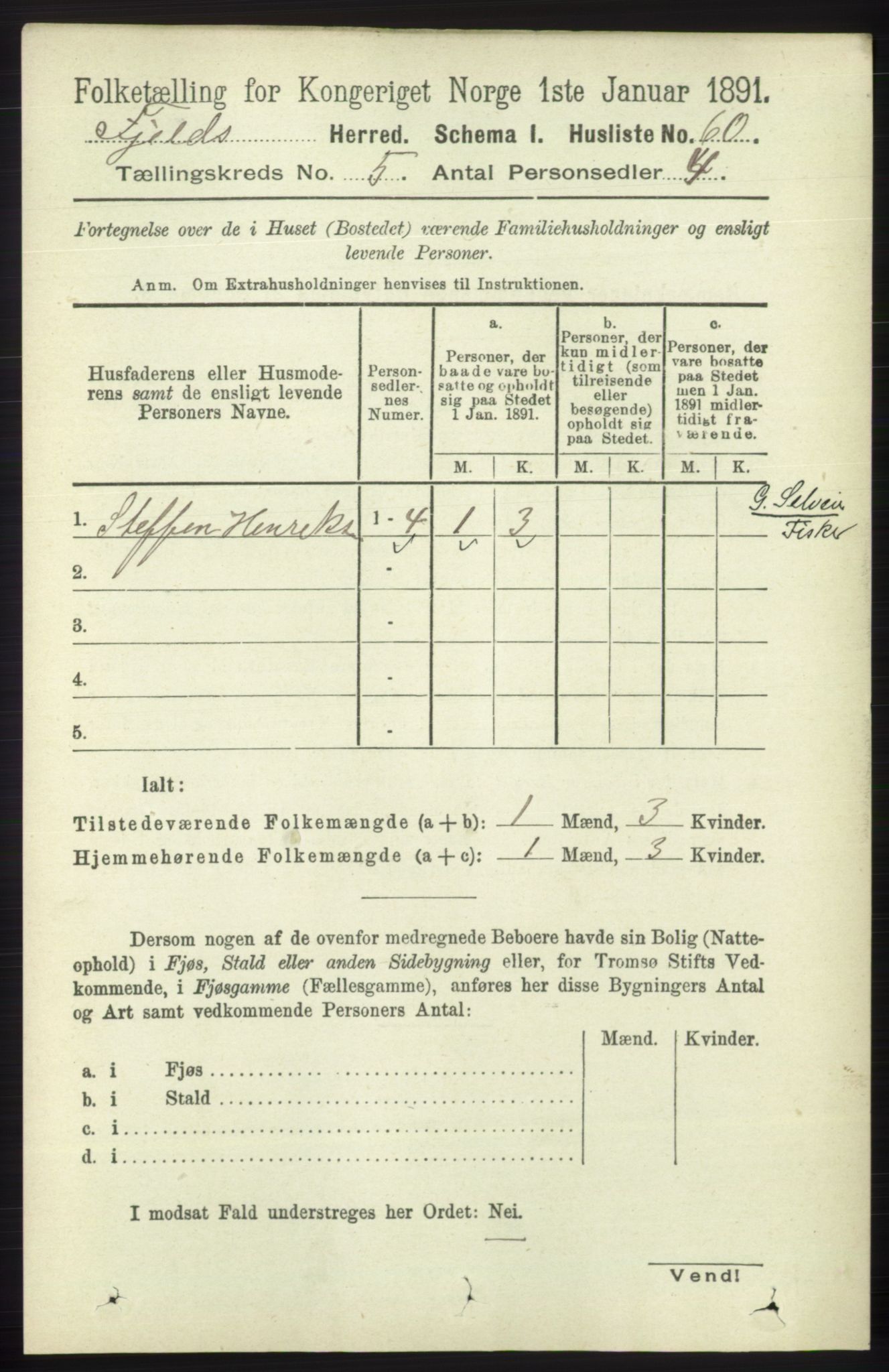 RA, 1891 census for 1246 Fjell, 1891, p. 2543