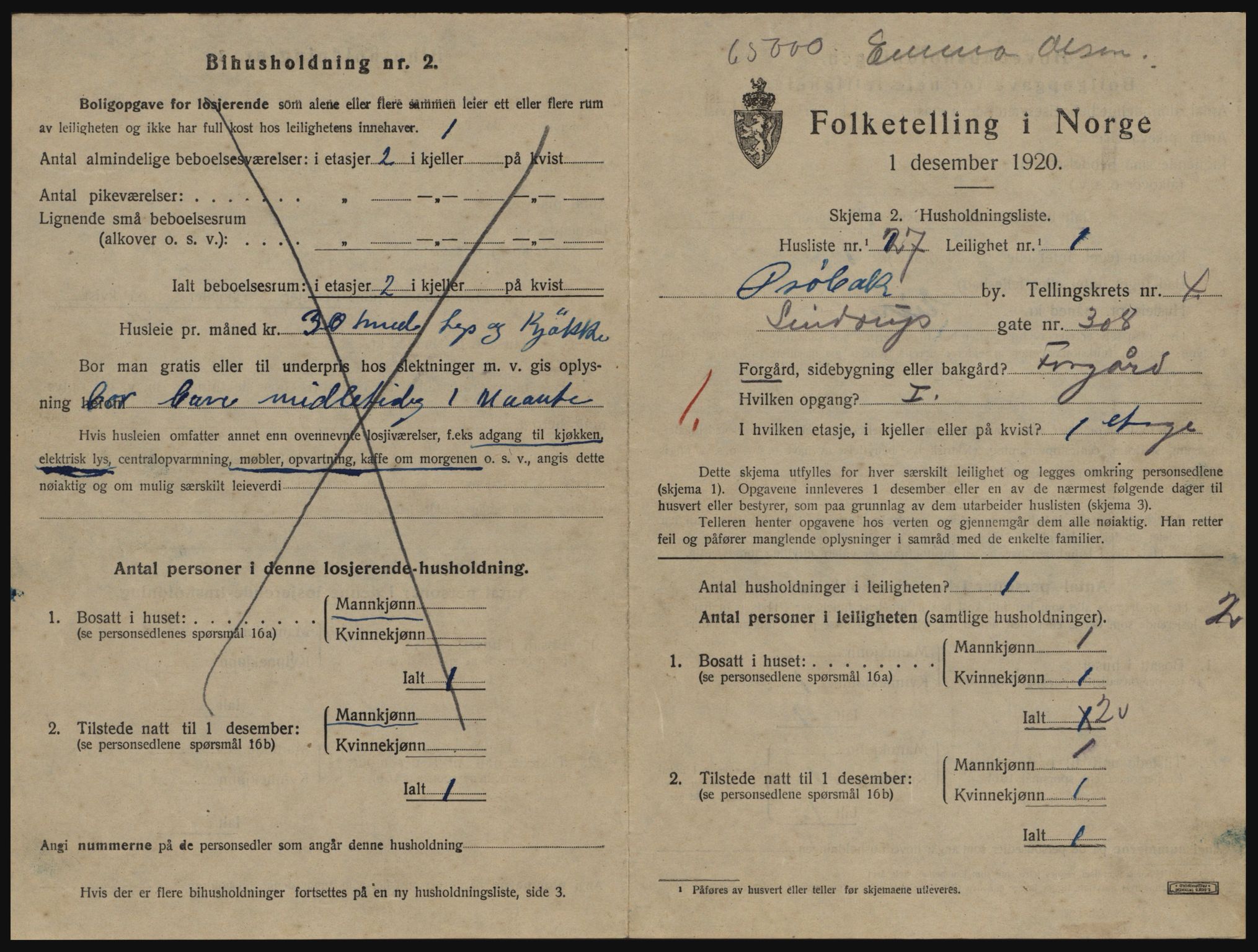 SAO, 1920 census for Drøbak, 1920, p. 1375