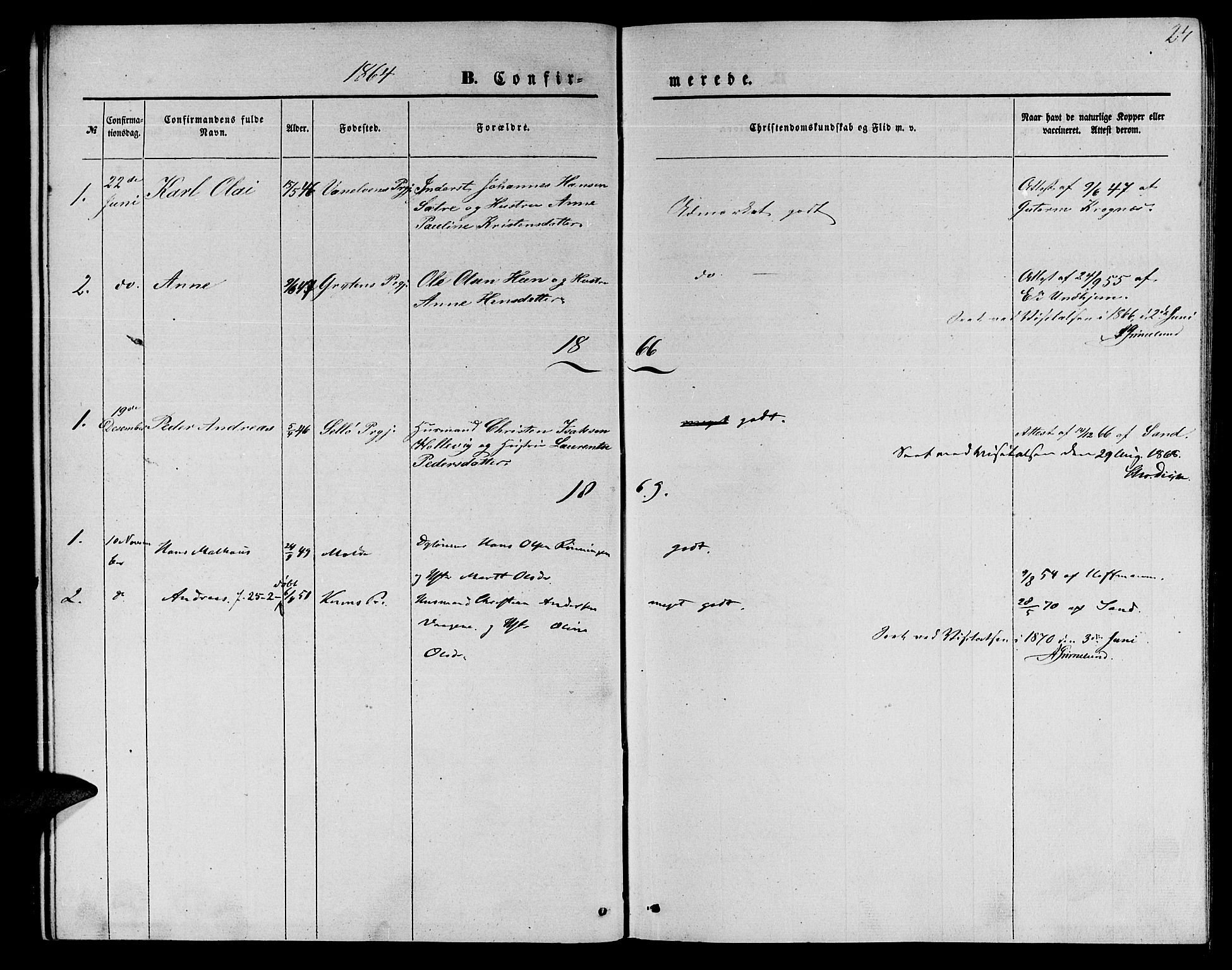 Ministerialprotokoller, klokkerbøker og fødselsregistre - Møre og Romsdal, AV/SAT-A-1454/559/L0713: Parish register (official) no. 559A01, 1861-1886, p. 24