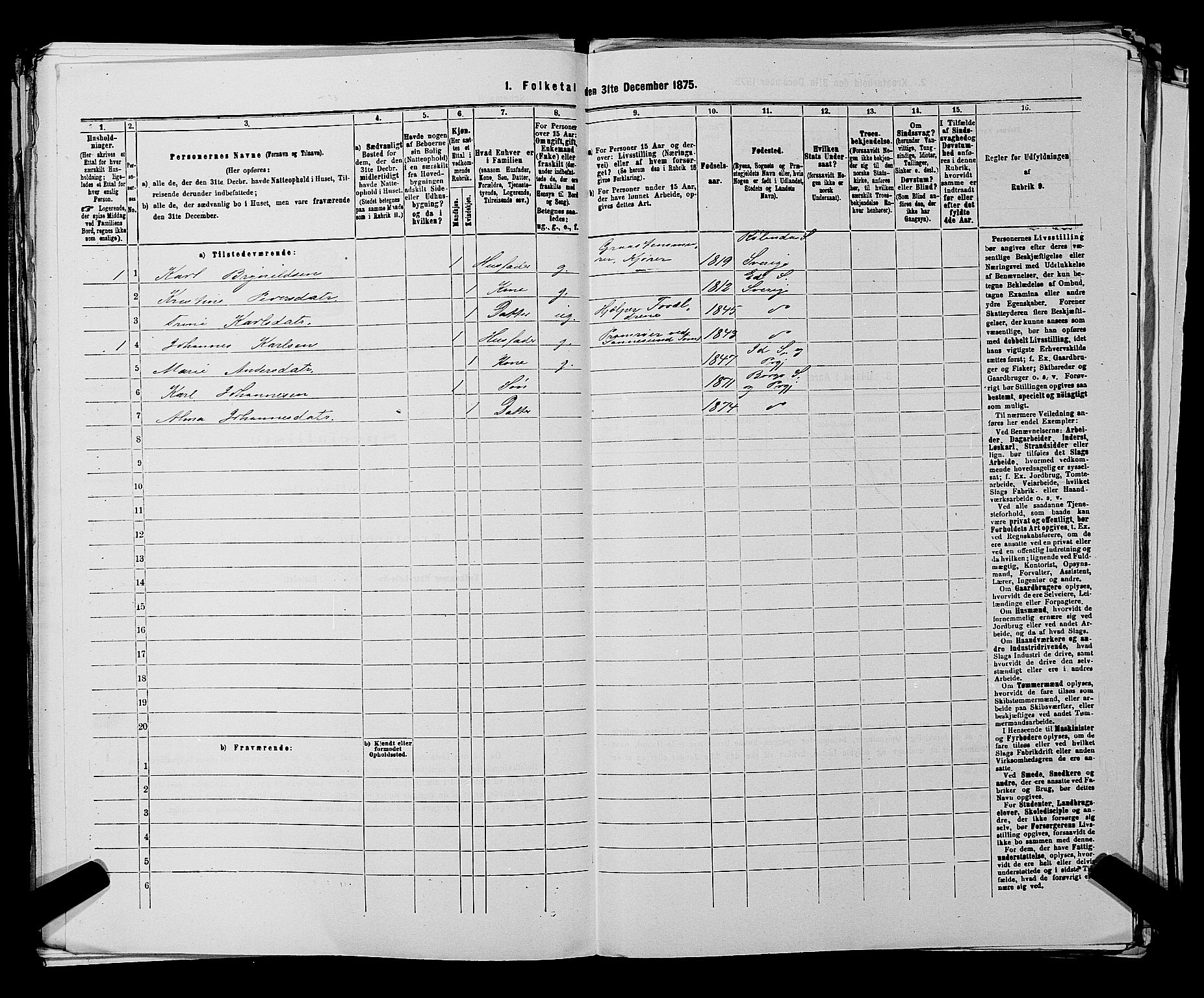 RA, 1875 census for 0113P Borge, 1875, p. 797